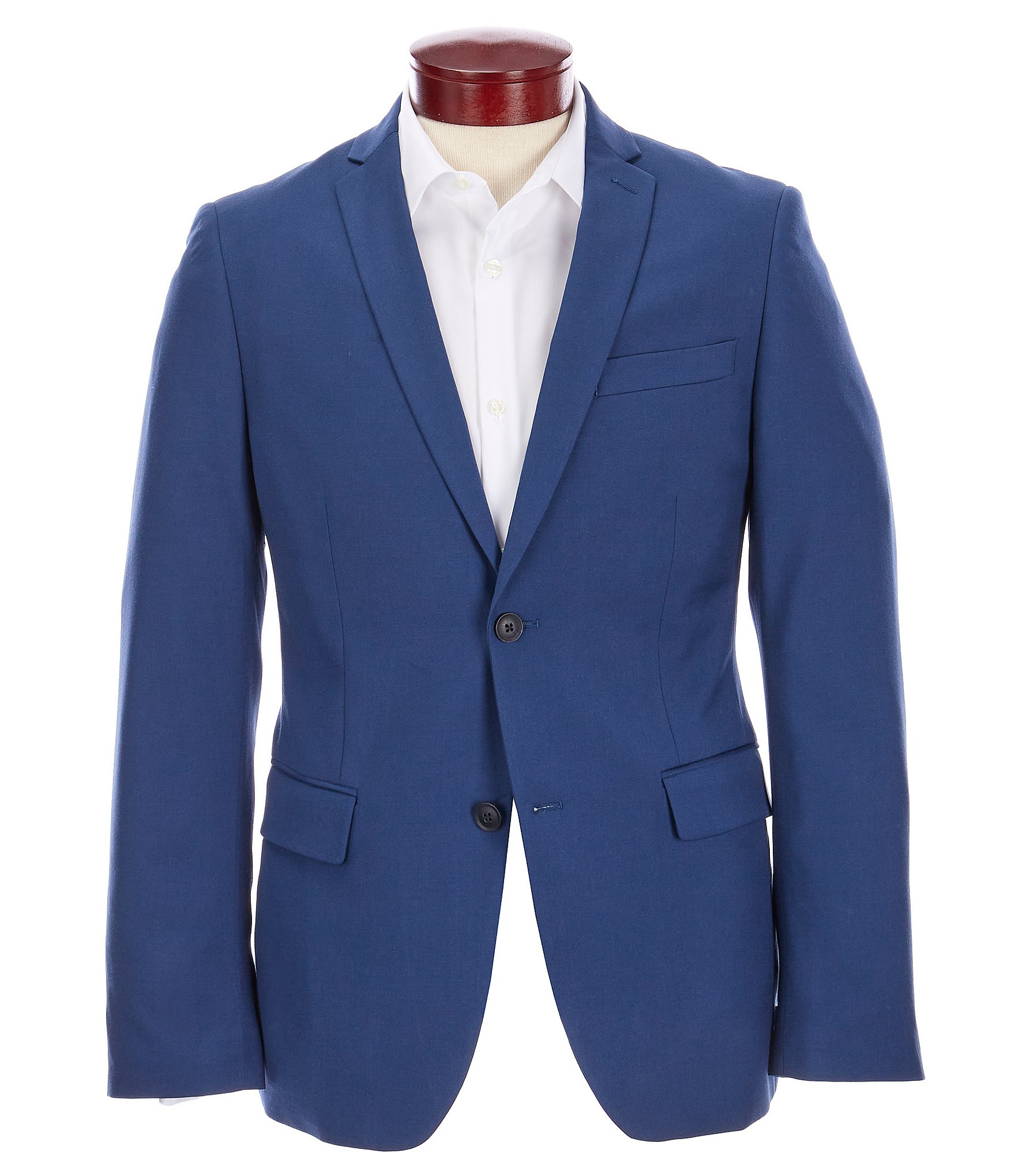 Perry Ellis Men Grey 2PC Suit Two Button Jacket Lined Coat Slim-Fit Pant 40L 34W