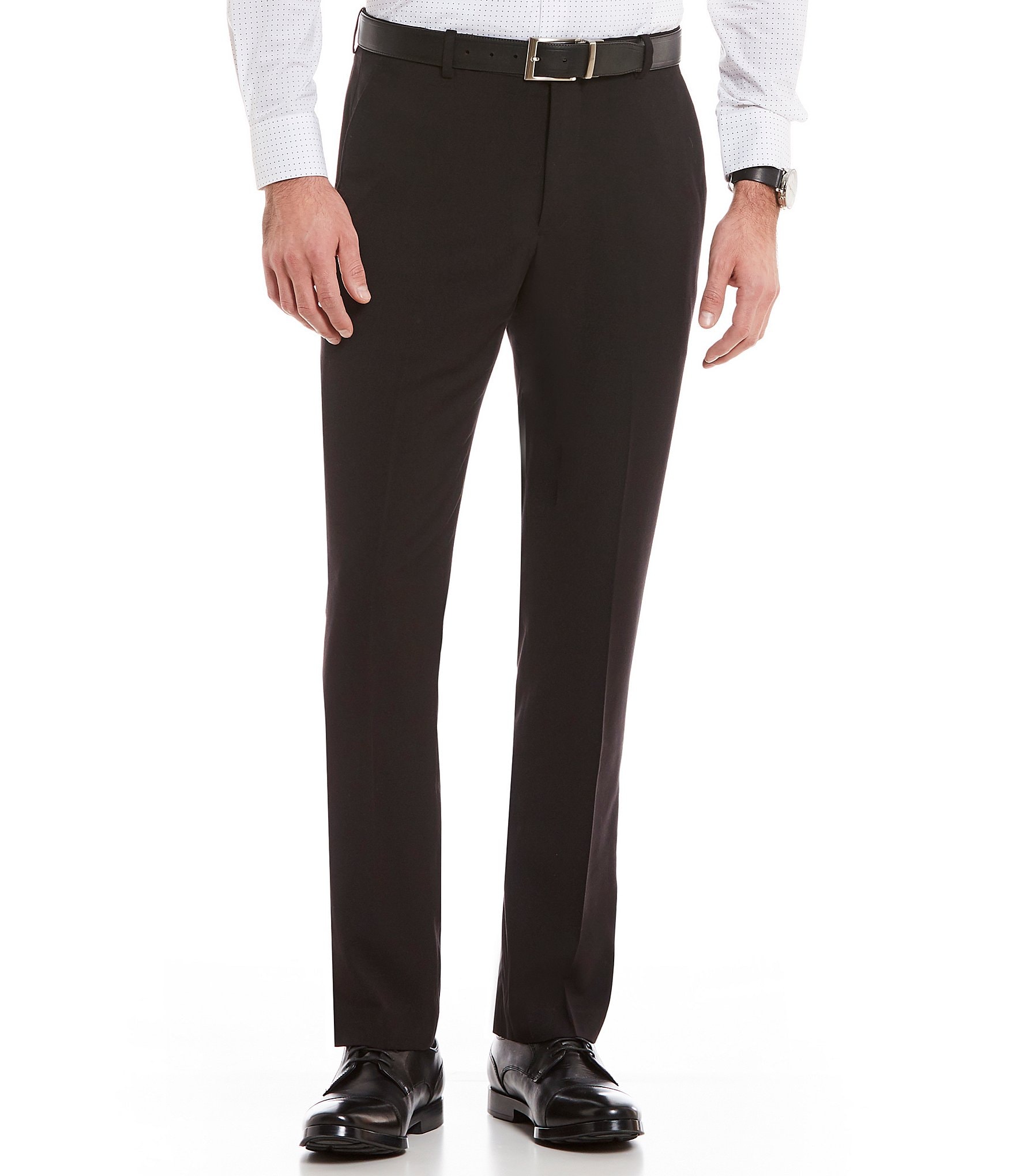 Perry Ellis Slim-Fit Stretch Solid Flat-Front Pants | Dillards