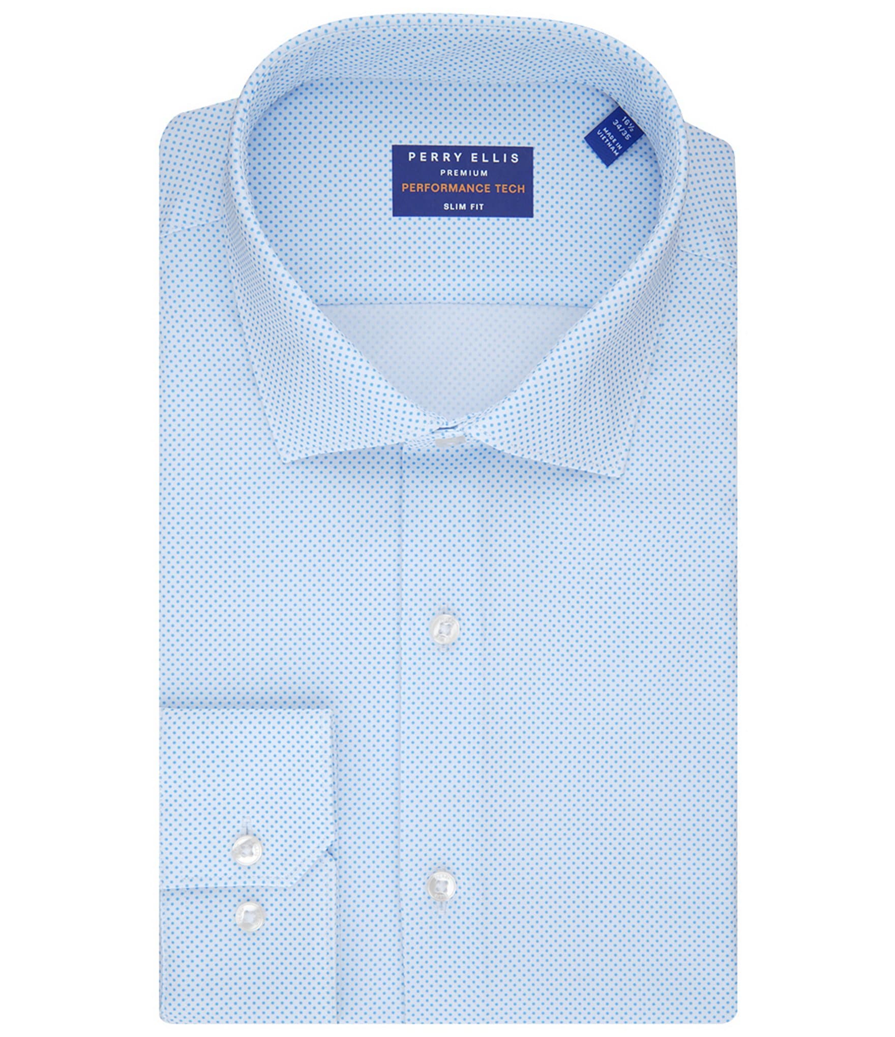 Perry Ellis Slim Fit Spread Collar Premium Performance Tech Dotted Dress  Shirt | Dillard's