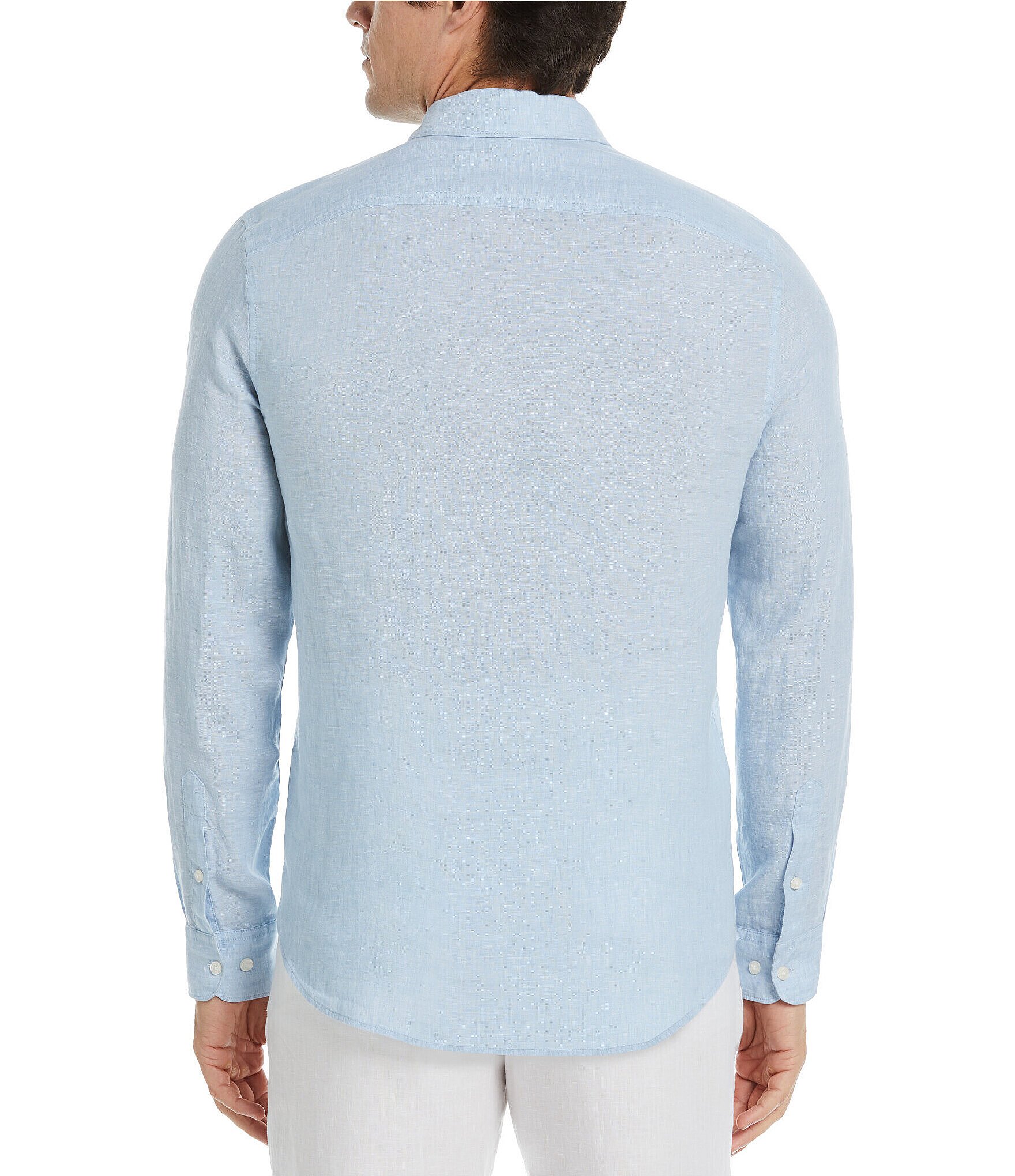 Perry Ellis Solid Linen Long Sleeve Woven Shirt