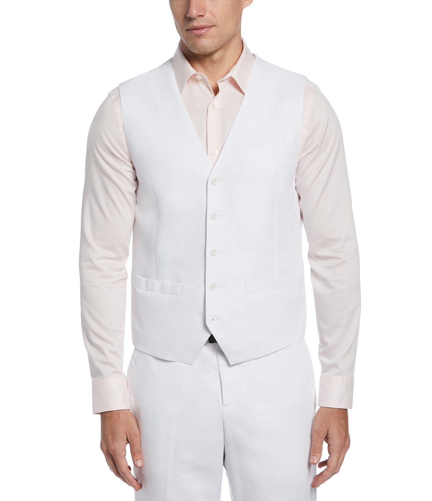 Perry Ellis Solid Linen Suit Separates Vest