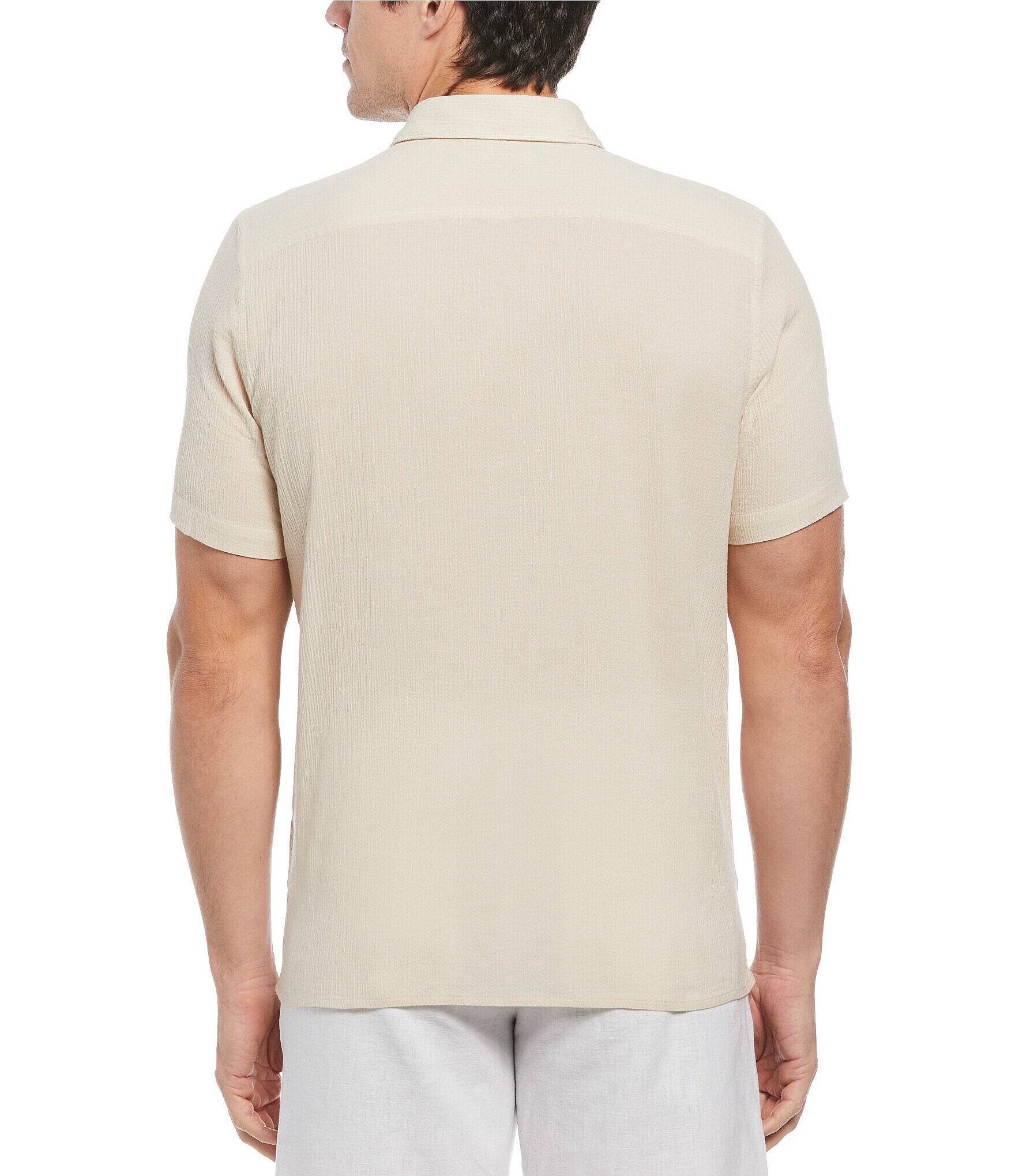 Perry Ellis Solid Seersucker Short Sleeve Woven Shirt