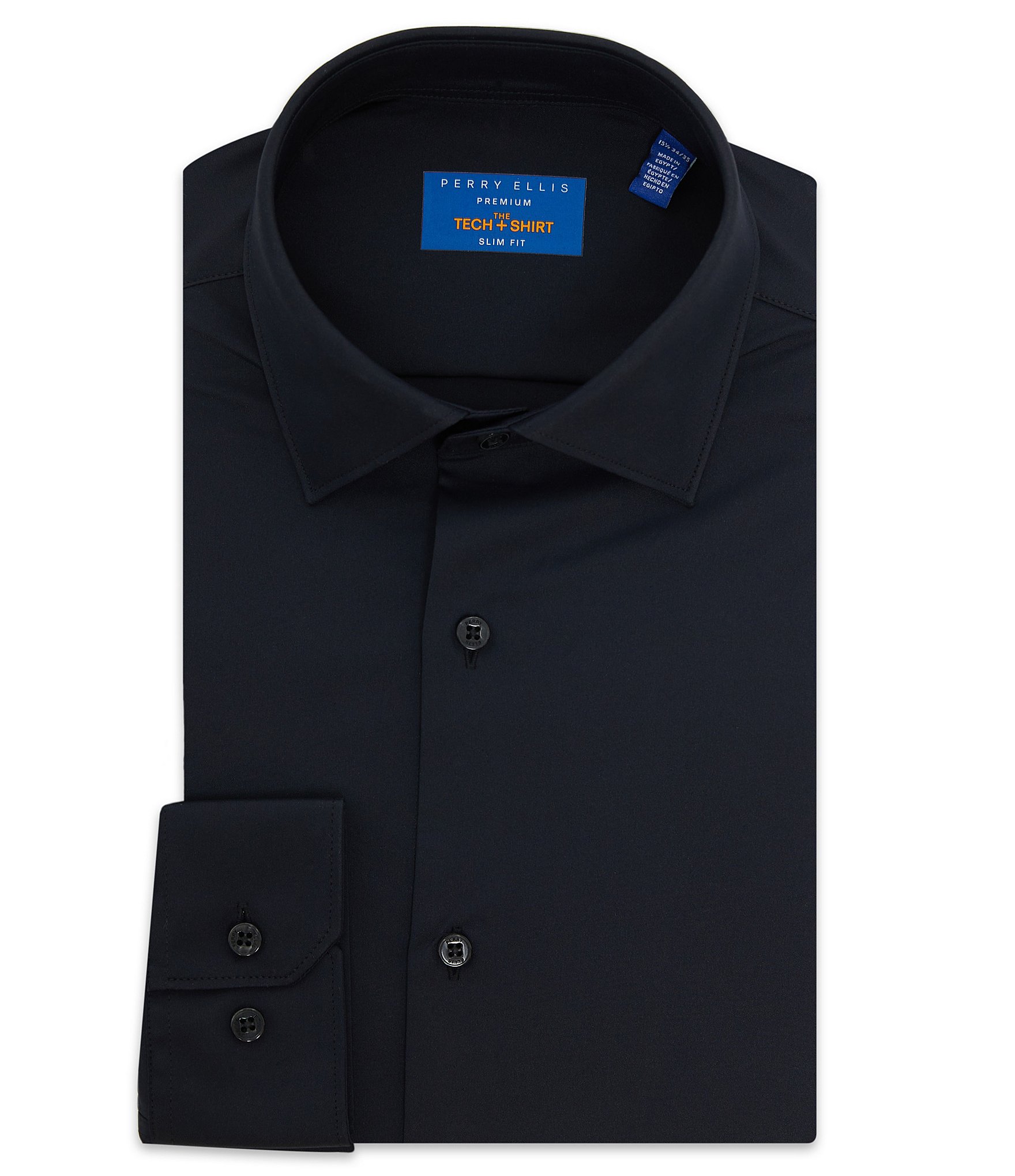 Perry Ellis Slim Fit Spread Collar Solid Tech Dress Shirt | Dillard's