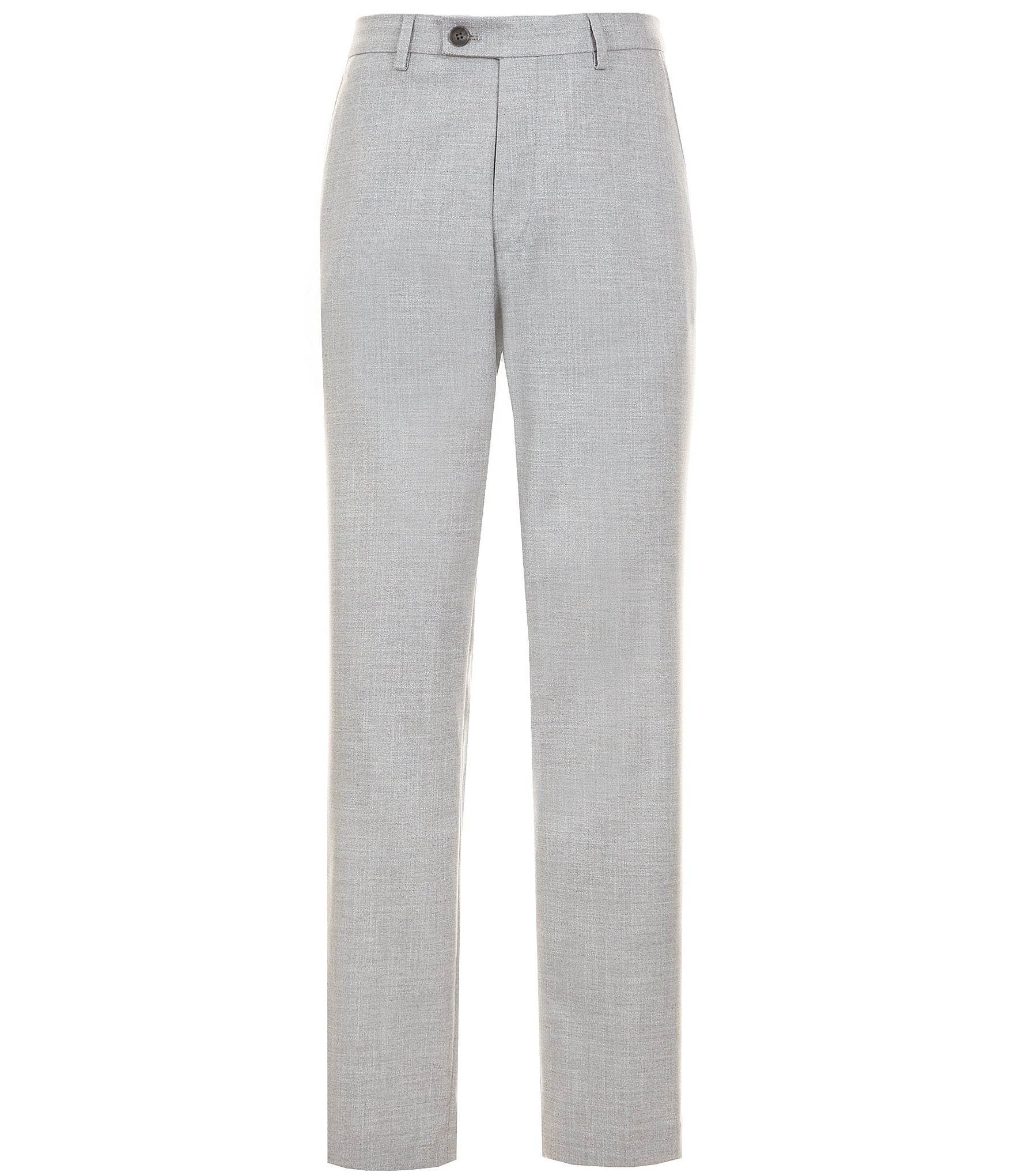 Perry Ellis Tailored Fit Flat Front Crosshatch Solid Dress Pants