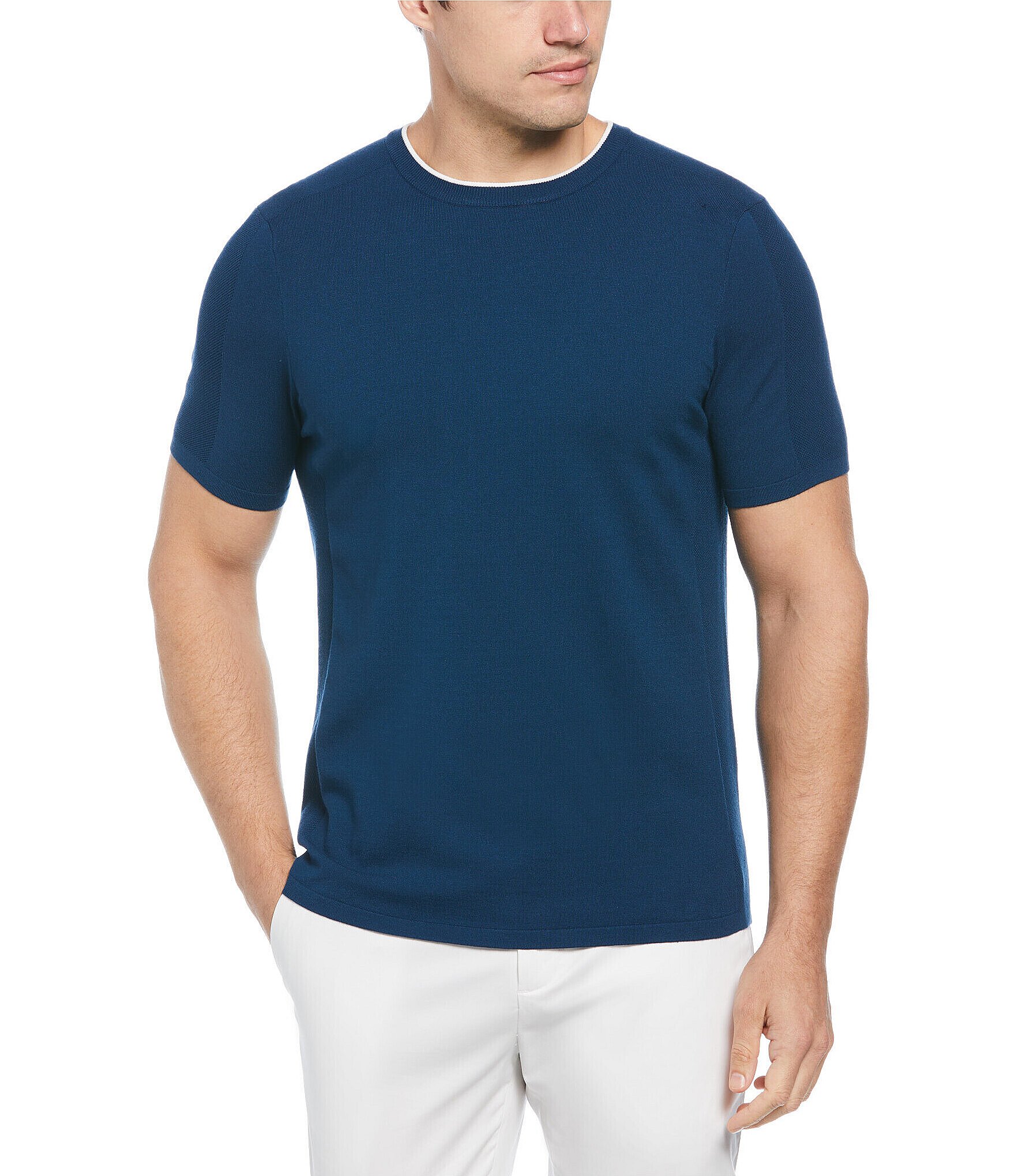 Perry Ellis Textured Short Sleeve Sweater