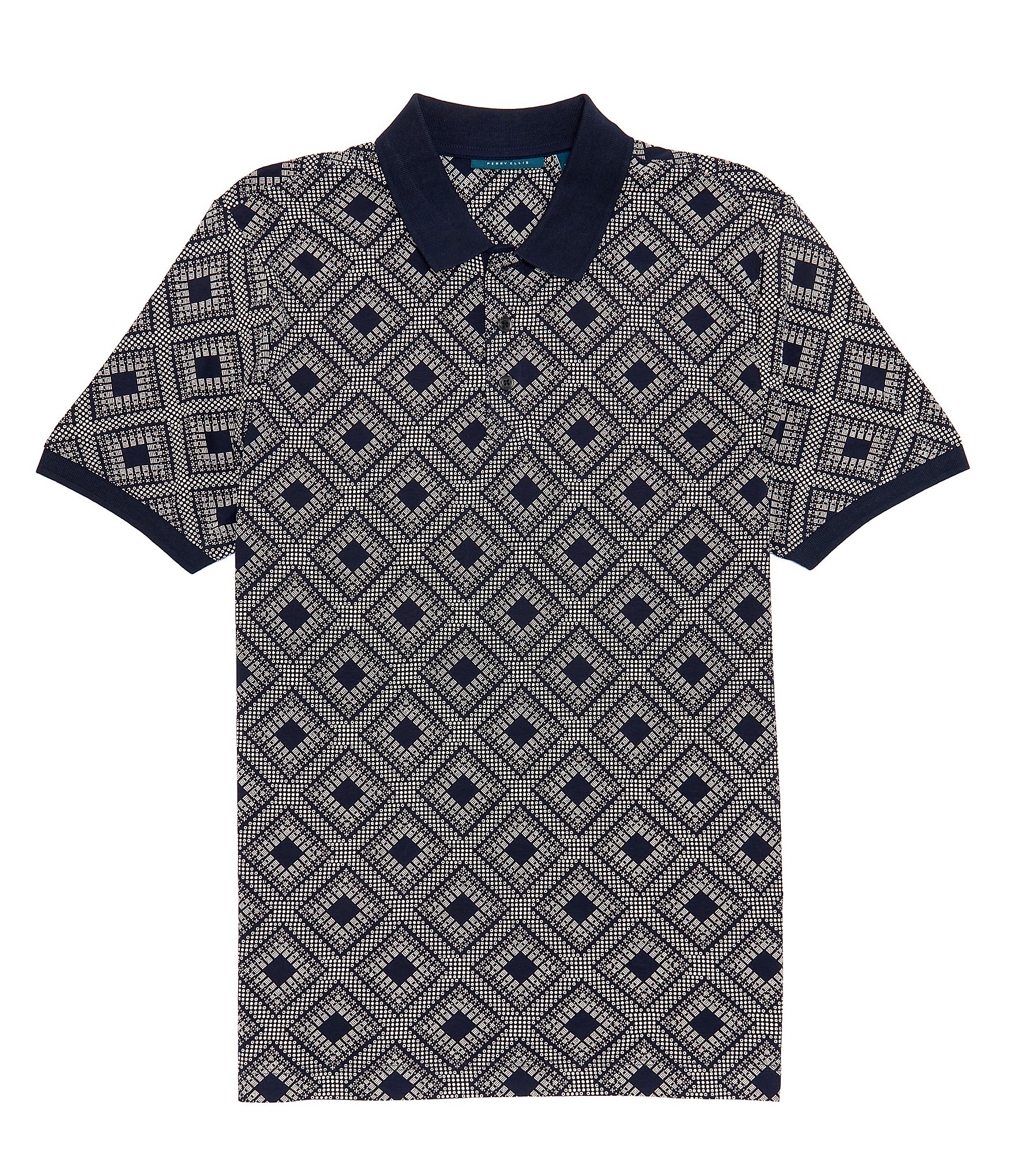 Perry Ellis Tile Print Short Sleeve Polo Shirt | Dillard's