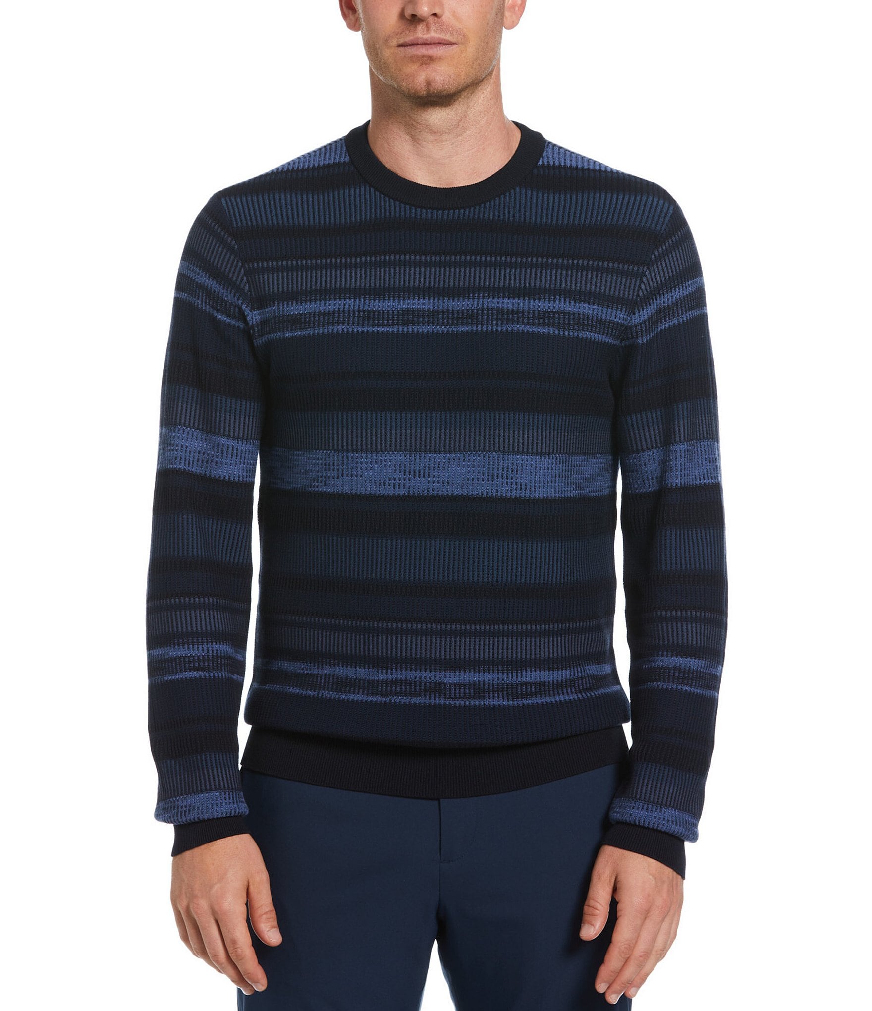 90's PERRY ELLIS Vintage Y2K Striped Cotton Knit Sweater Sz