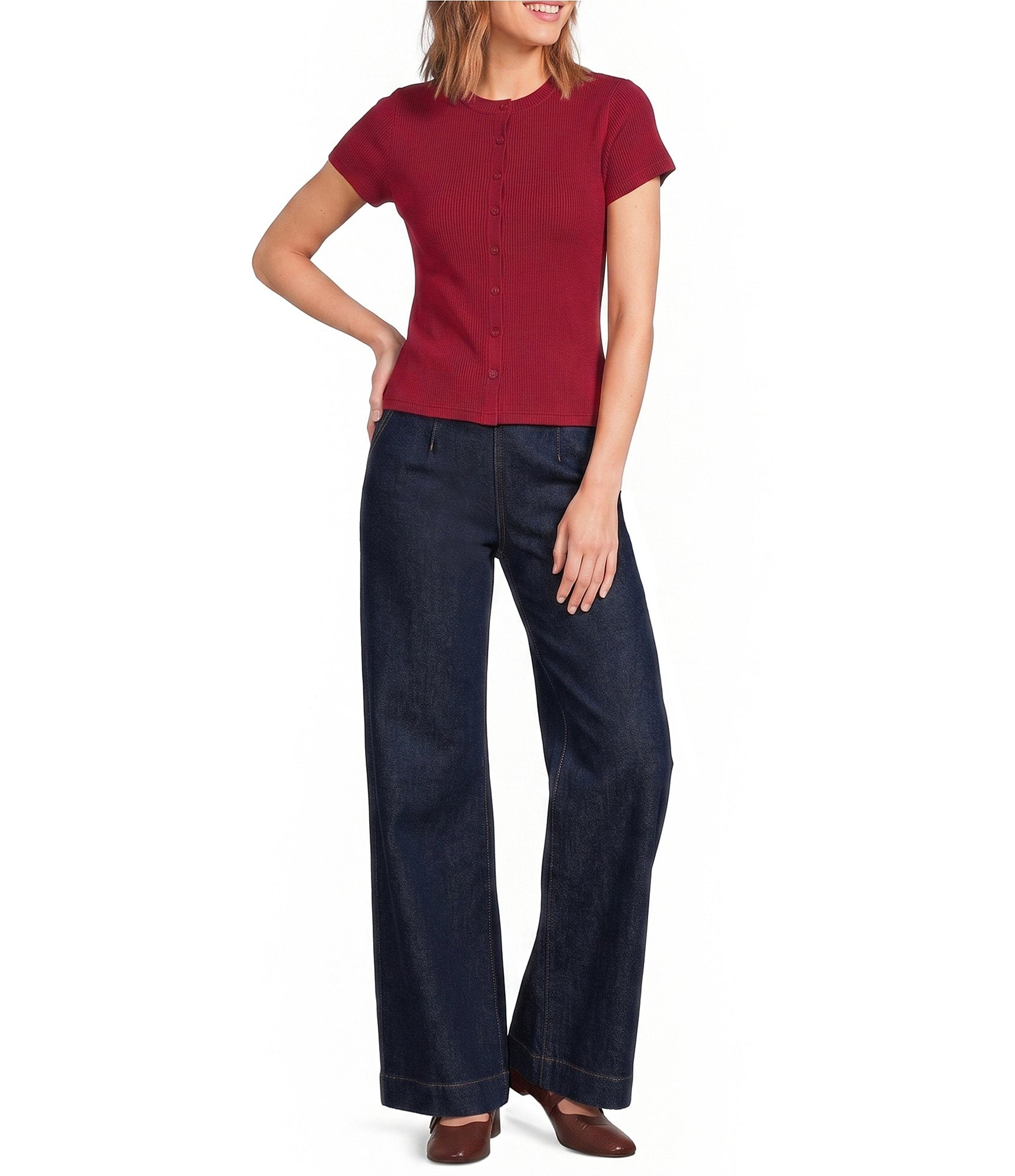 Petal & Pup Evandra High Rise Straight Leg Denim Trouser Pants