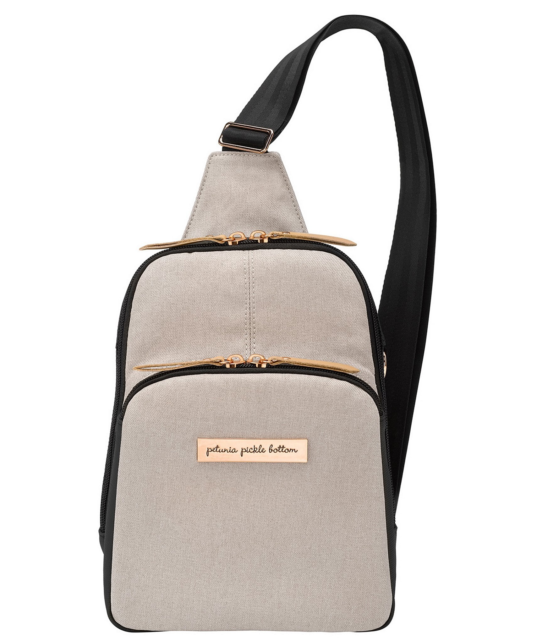 Petunia Pickle Bottom Criss Cross Sling Two Tone Bag - Black/Sand