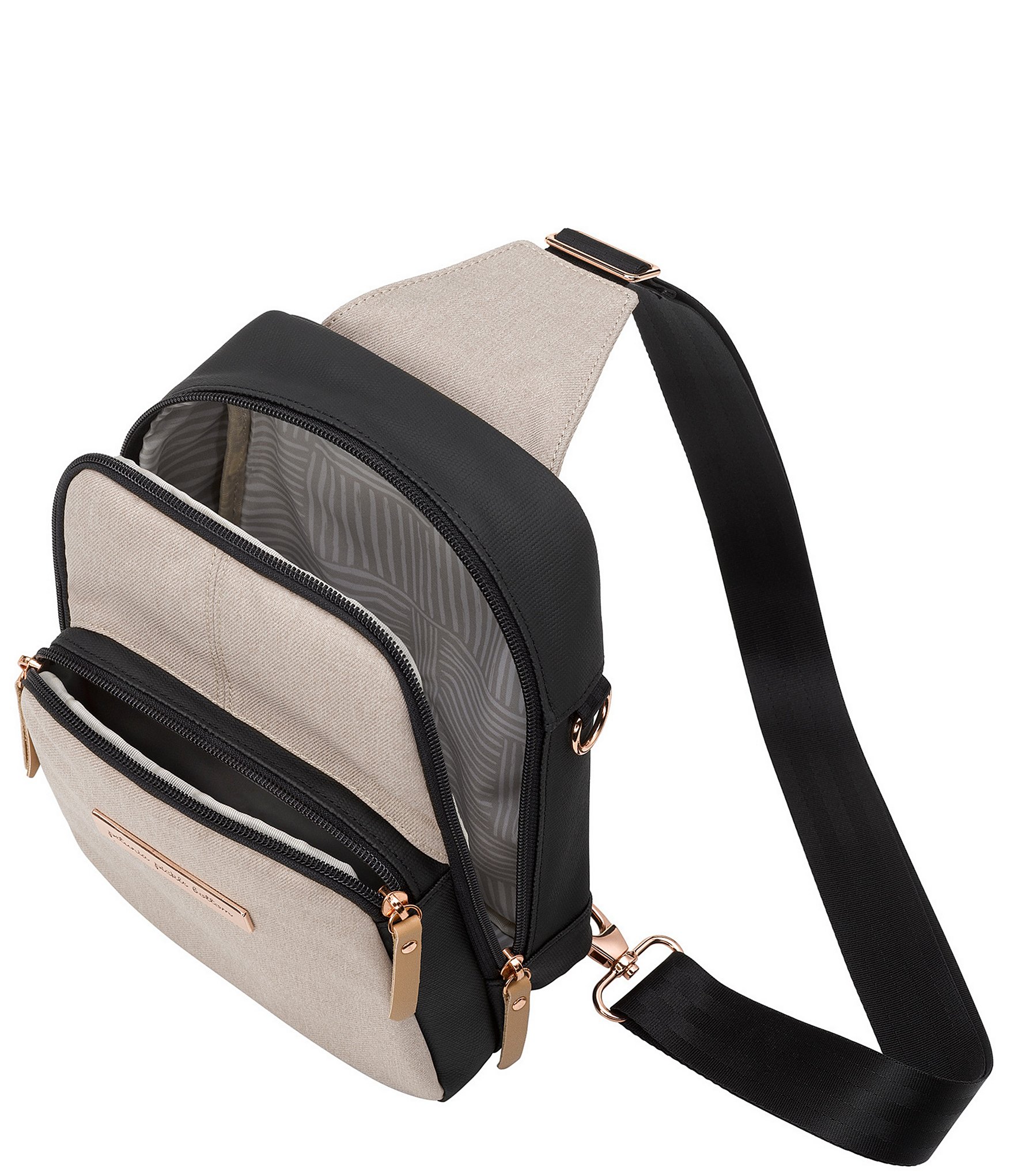 Petunia Pickle Bottom Criss Cross Sling Two Tone Bag - Black/Sand