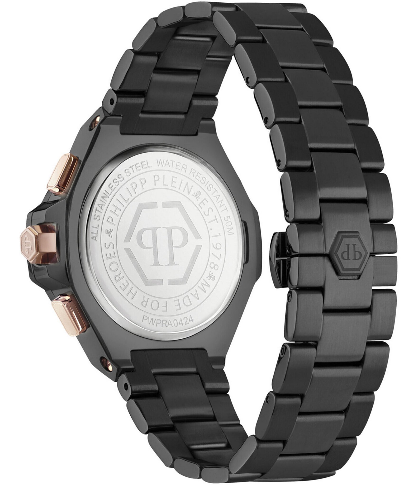 Philipp Plein Men's Chrono Royal Black Tone Stainless Steel Bracelet Watch