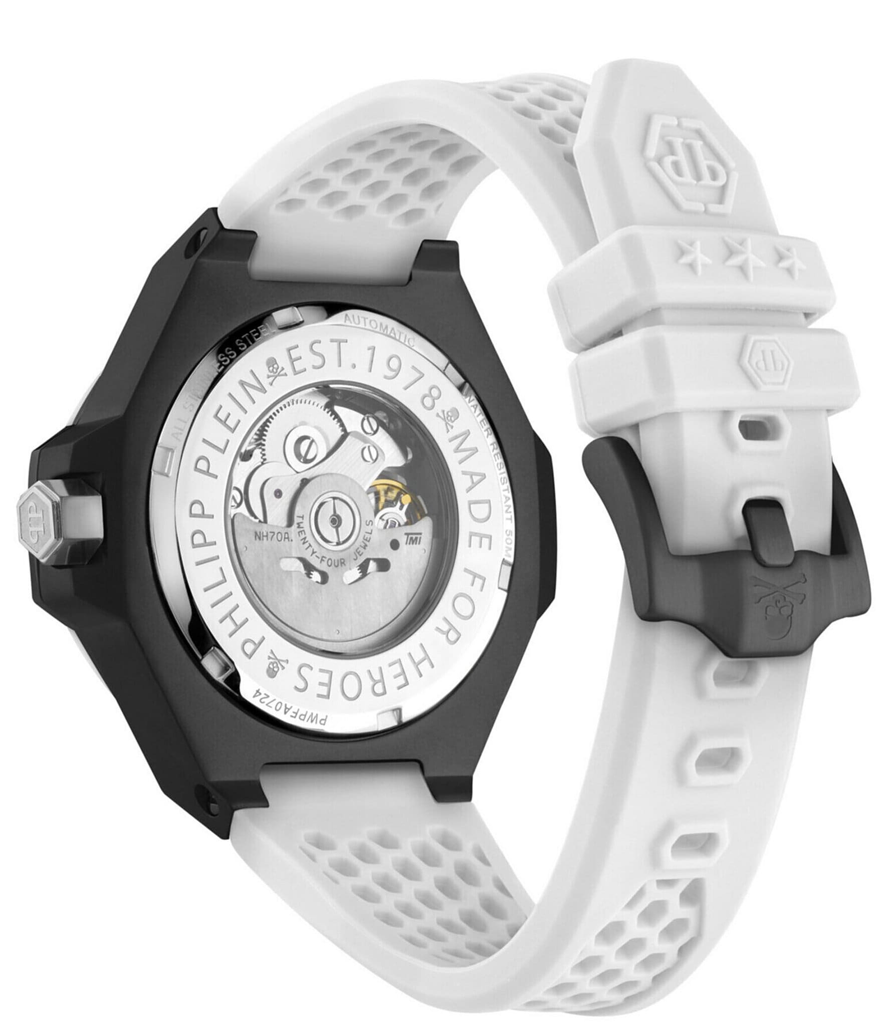 Philipp Plein Men's Plein Skeleton Royal Automatic Light Grey Silicone Strap Watch