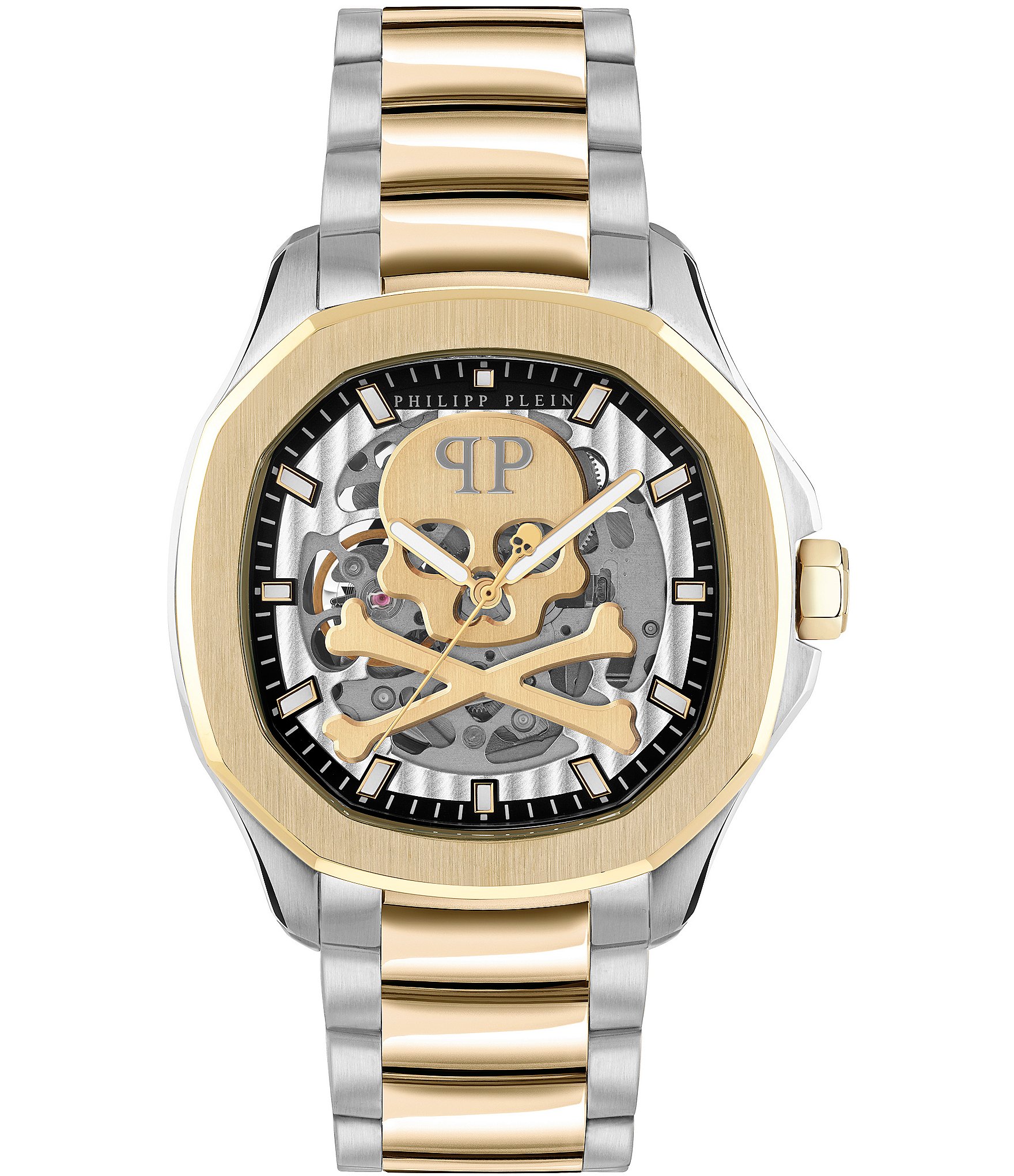 Philipp Plein Men's Skeleton Spectre Automatic Two Tone Stainless Steel Bracelet Watch