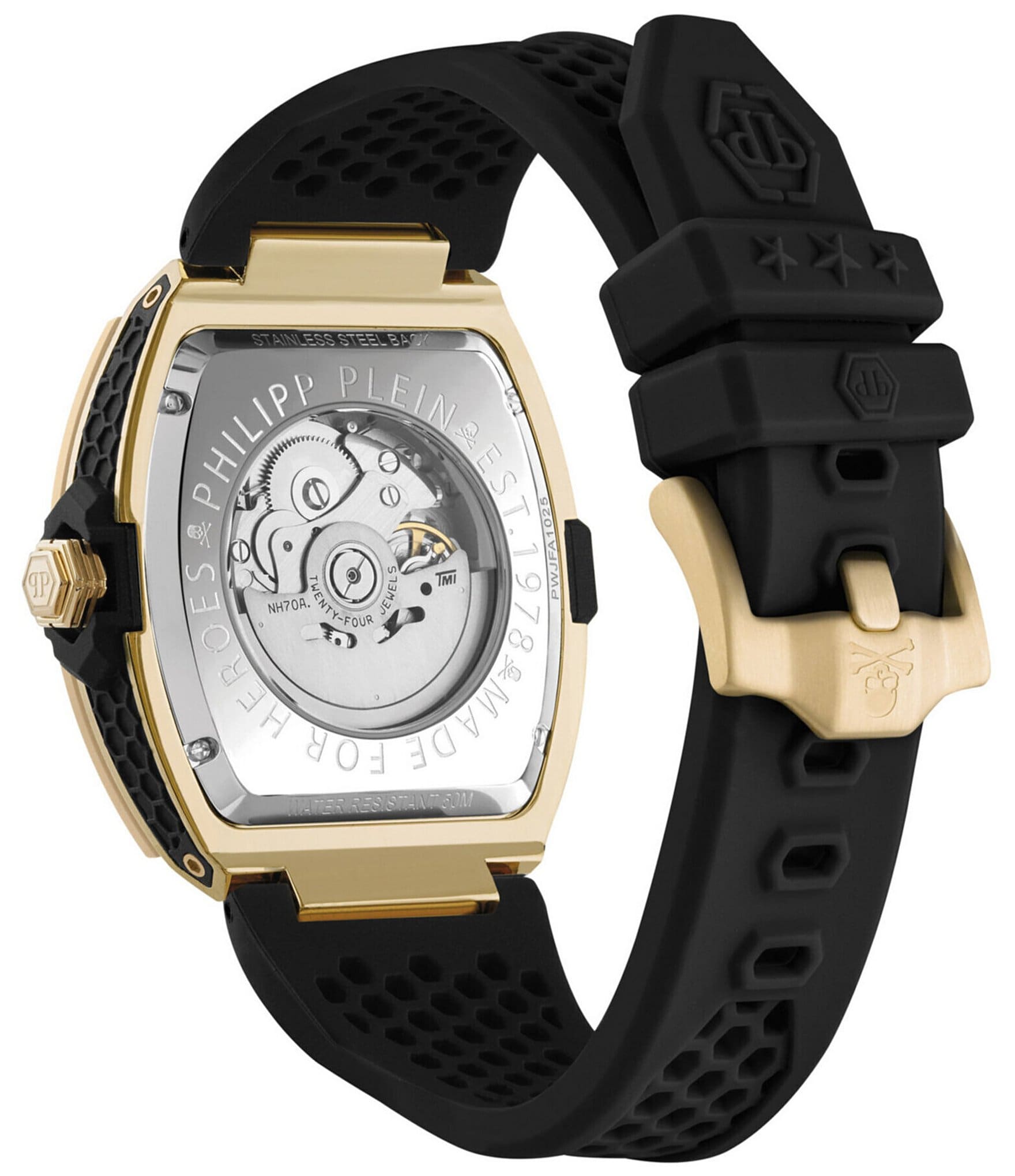 Philipp Plein Men's The Keleton Frosted Automatic Silicone Strap Watch