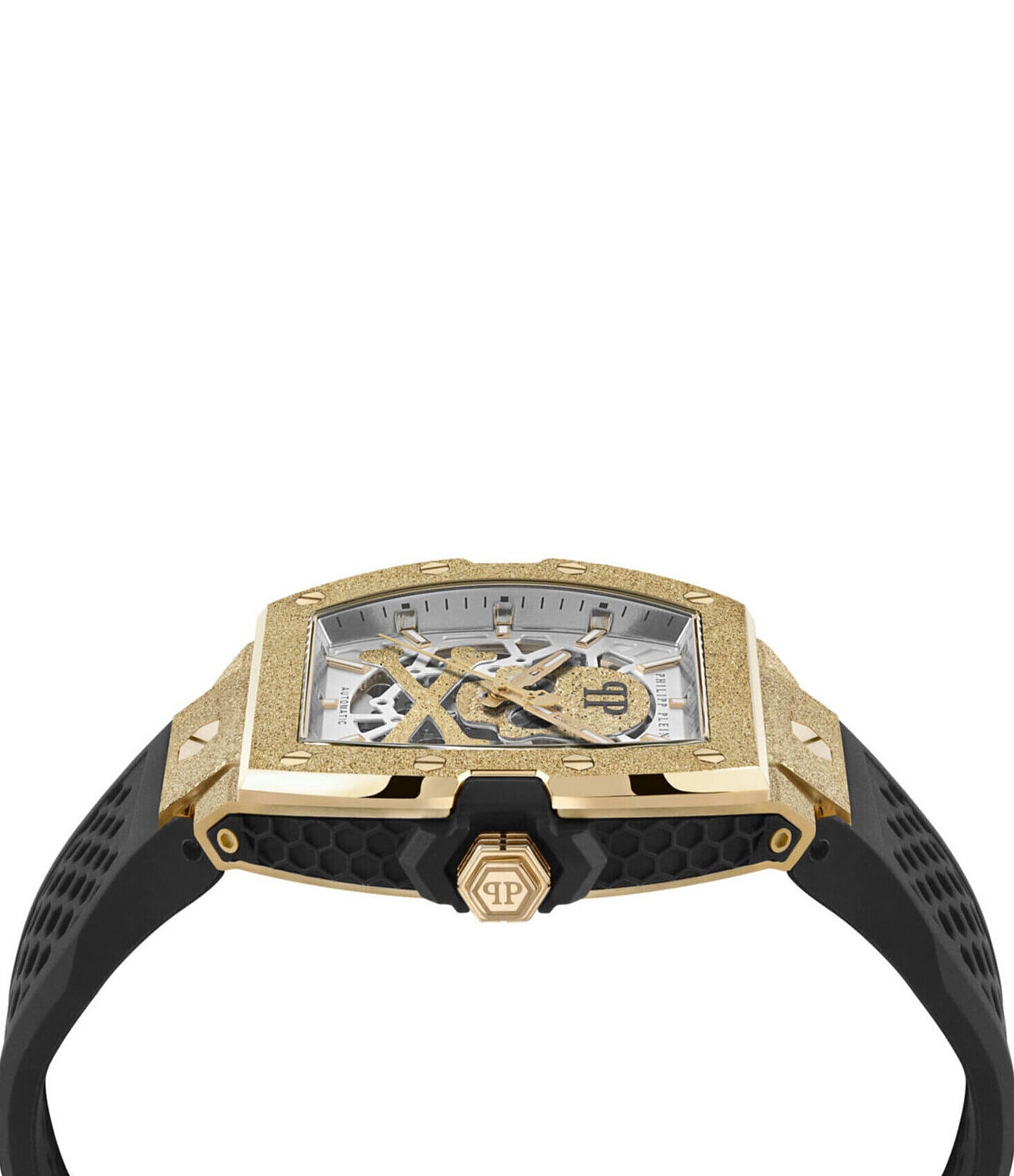 Philipp Plein Men's The Keleton Frosted Automatic Silicone Strap Watch