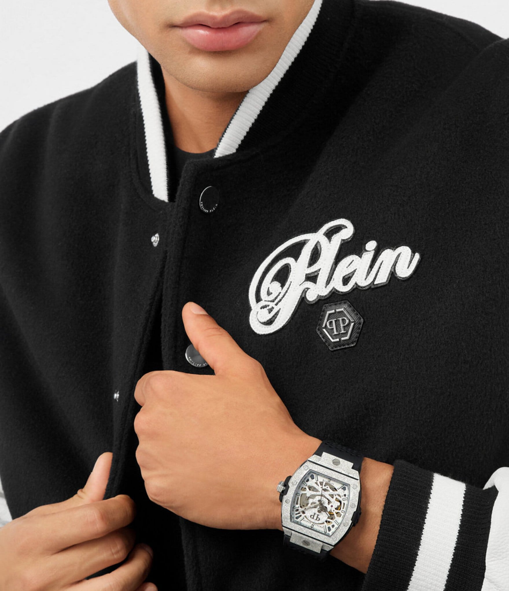 Philipp Plein Men's The Keleton Frosted Automatic Silicone Strap Watch