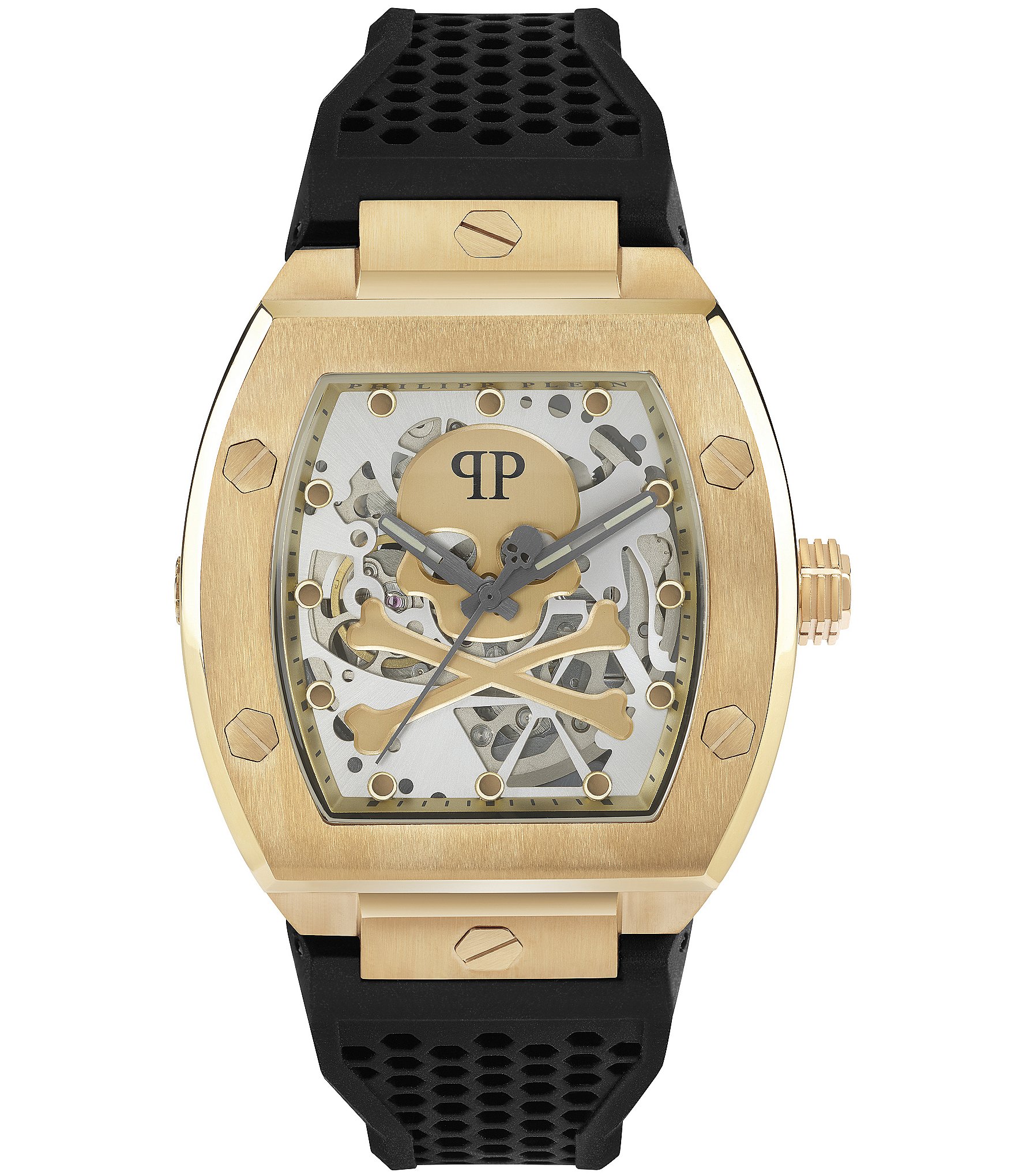 Philipp Plein Men's The Skeleton Strap Automatic Black Silicone Strap Watch  | Dillard's