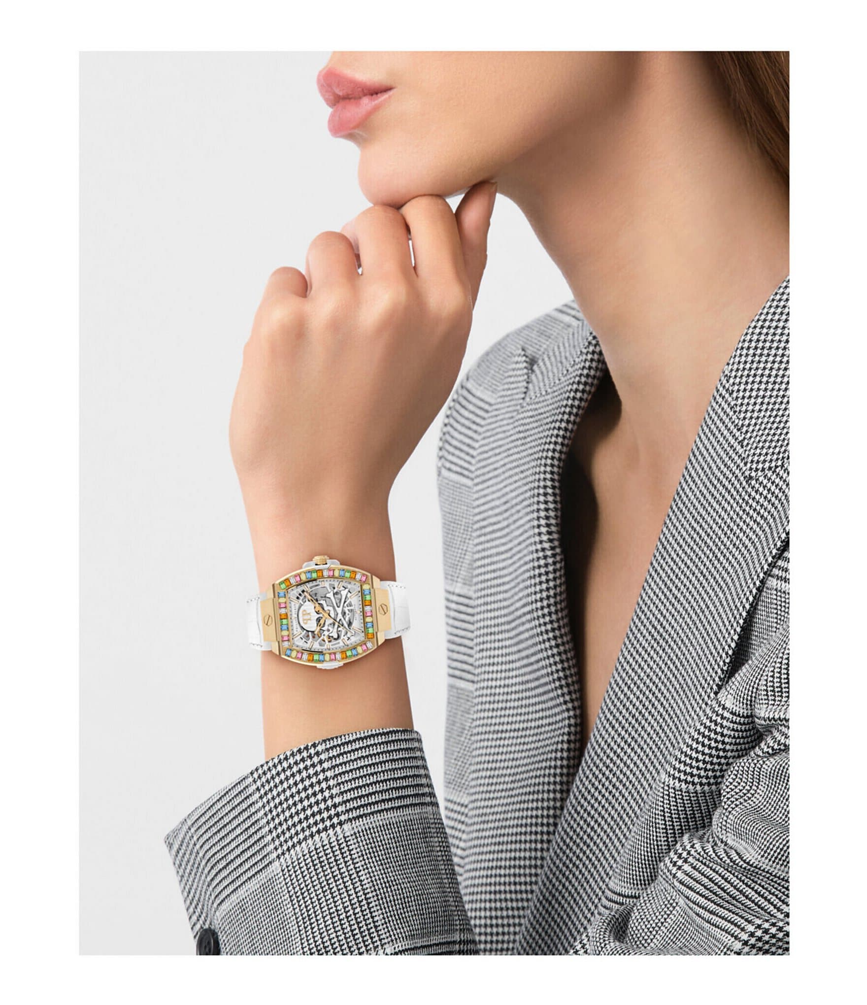 Philipp Plein Women's The Keleton 2.0 Automatic Leather Strap Watch