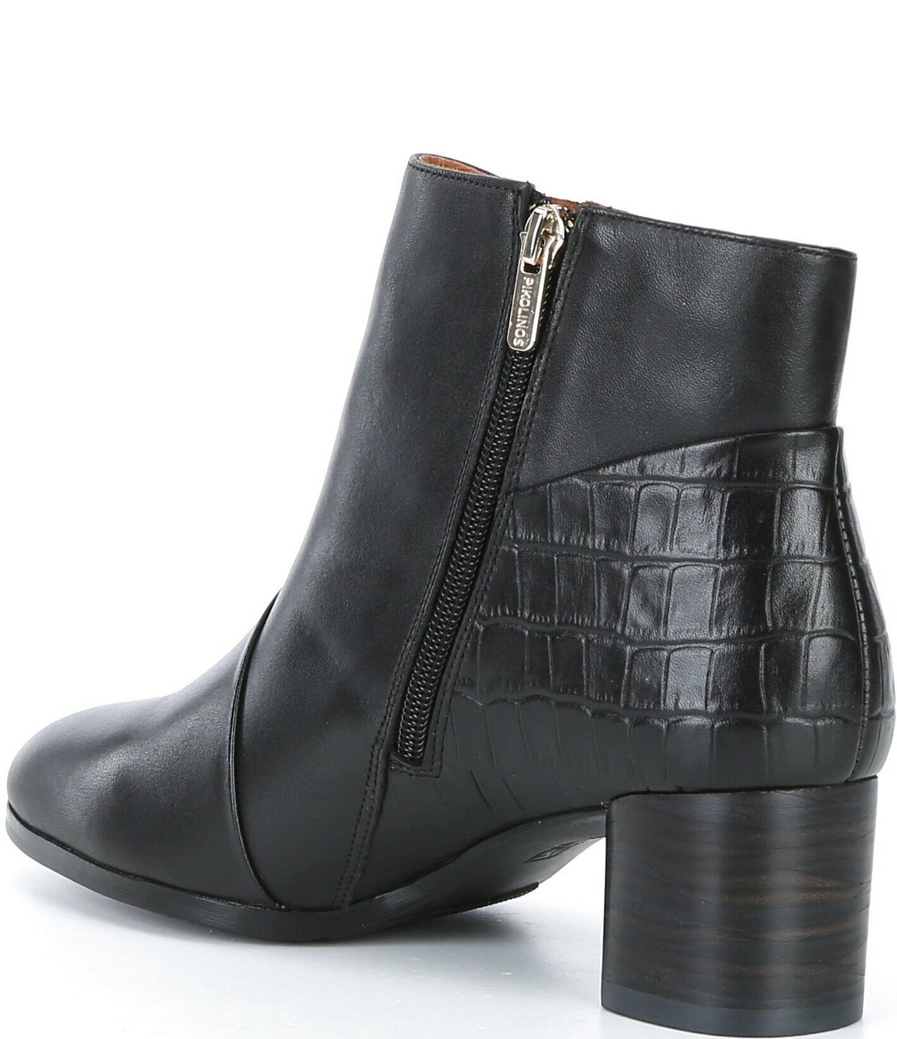Pikolinos Calafat Leather Croco Embossed Leather Booties