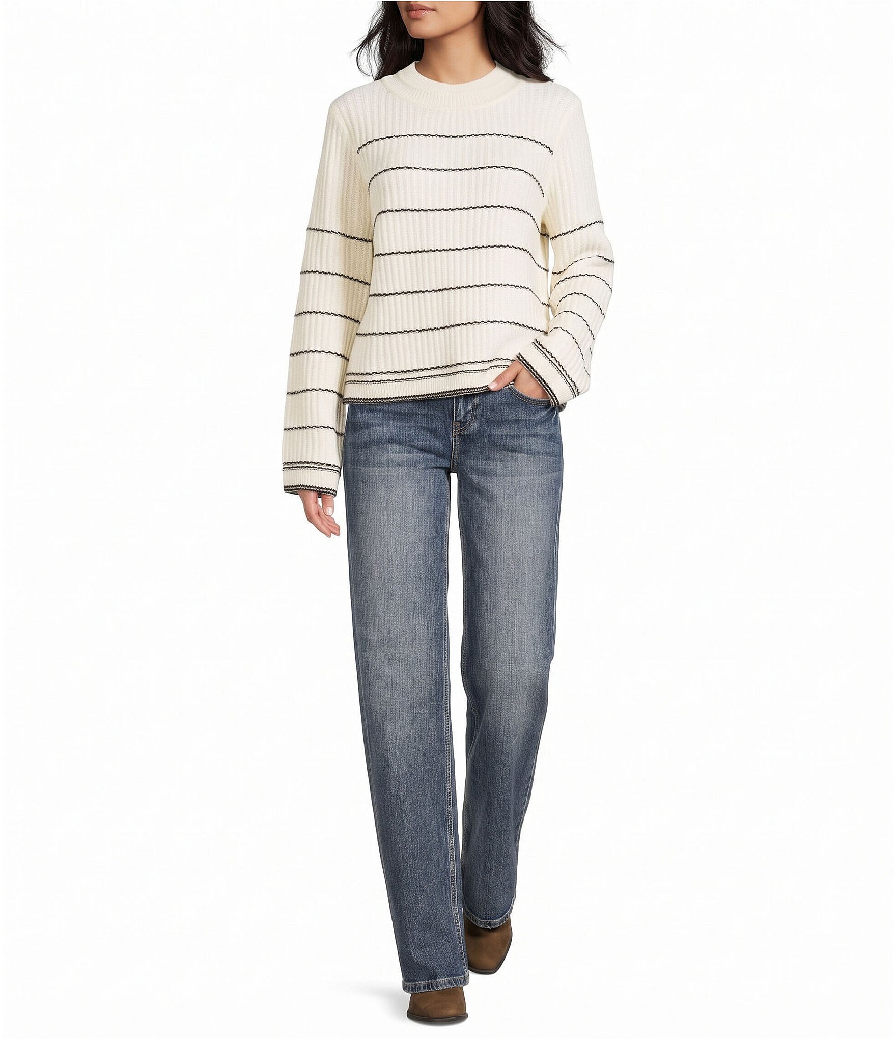 Pink Robin Striped Long Sleeve Sweater