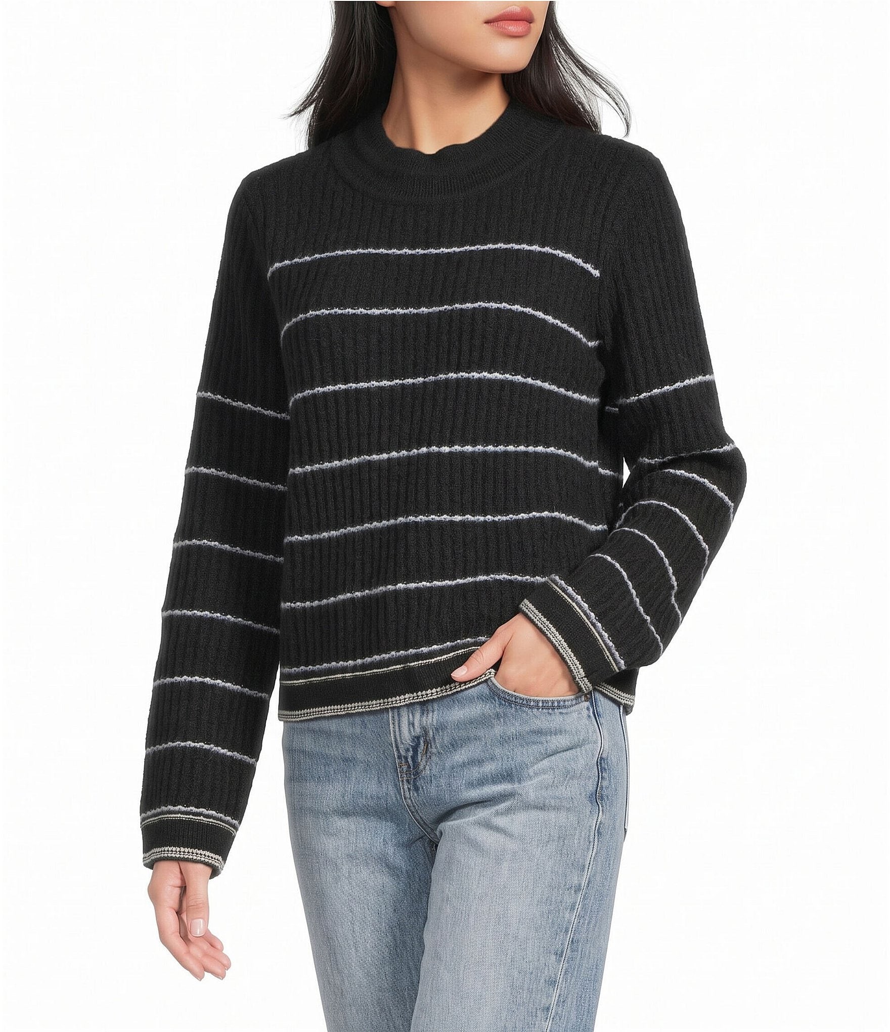 Pink Robin Striped Long Sleeve Sweater