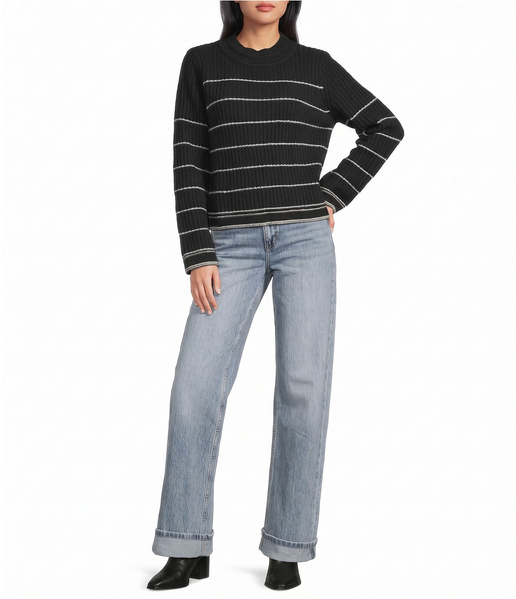 Pink Robin Striped Long Sleeve Sweater