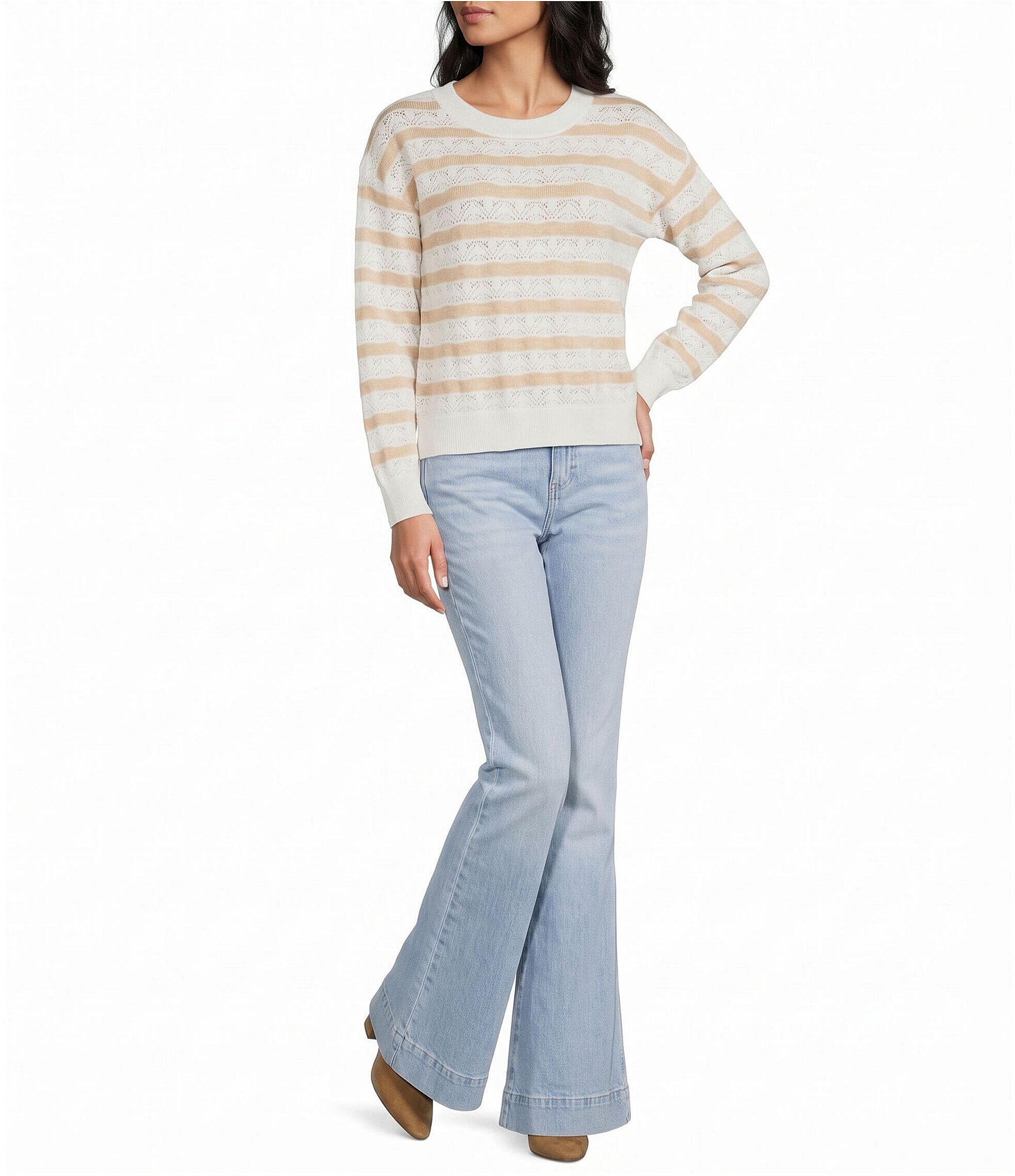 Pink Robin Striped Long Sleeve Sweater