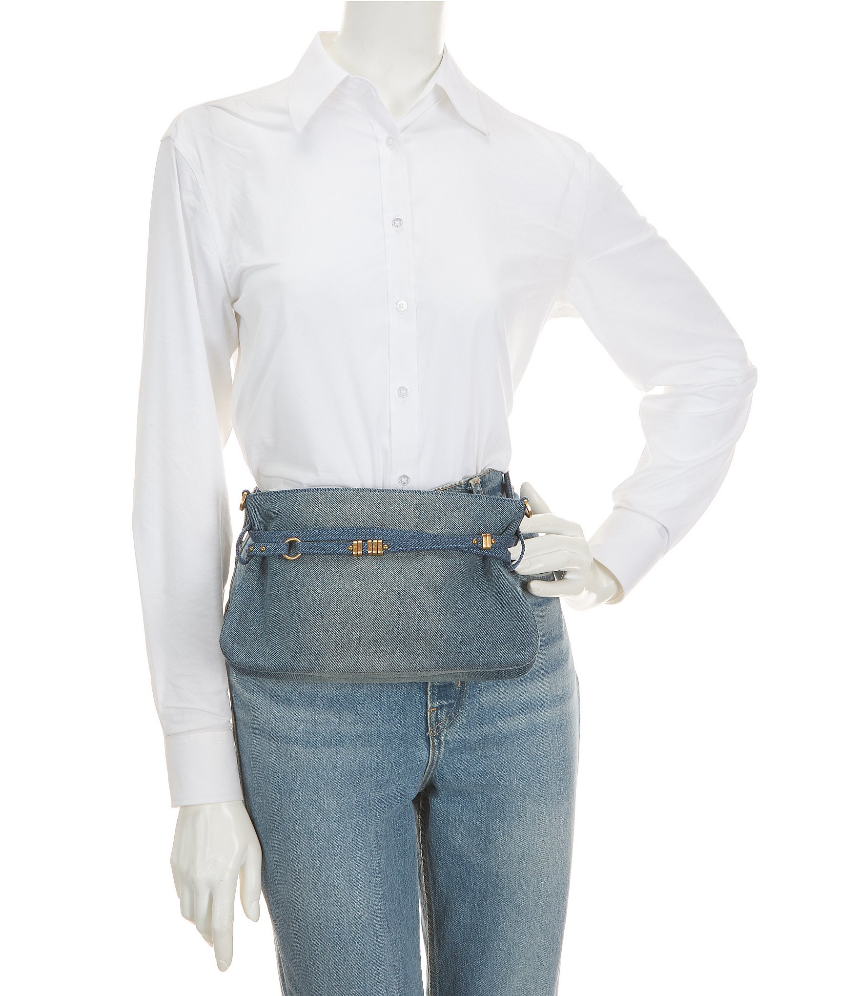 PINKO Denim Mini Belt Shoulder Bag