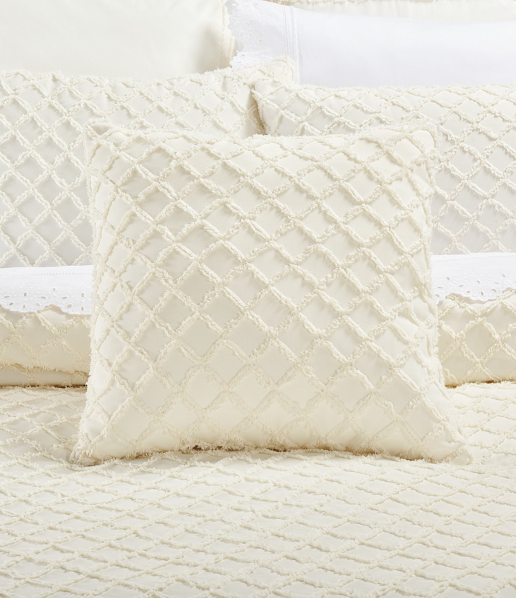 Piper & Wright Lillian Lattice Textured Pattern Reversible Square Pillow