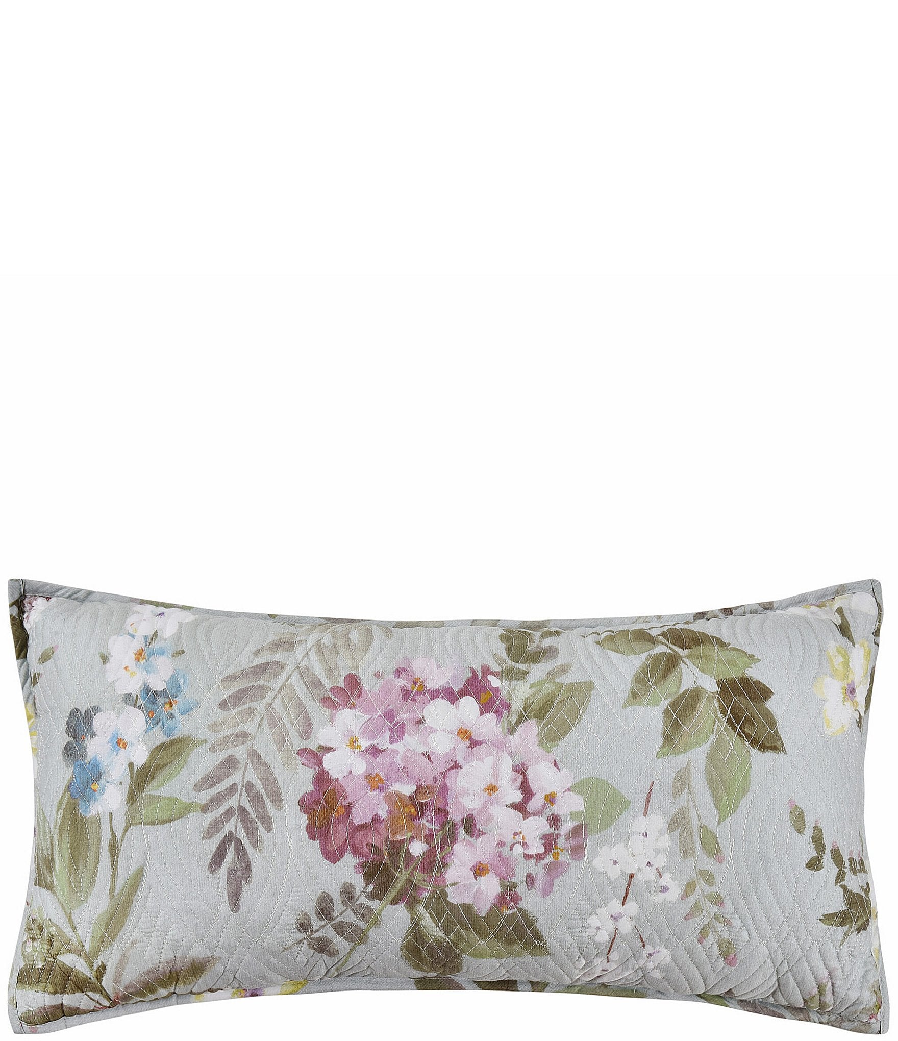 Piper & Wright Sara Collection Watercolor Floral Bouquet Printed Quilted Boudoir Pillow