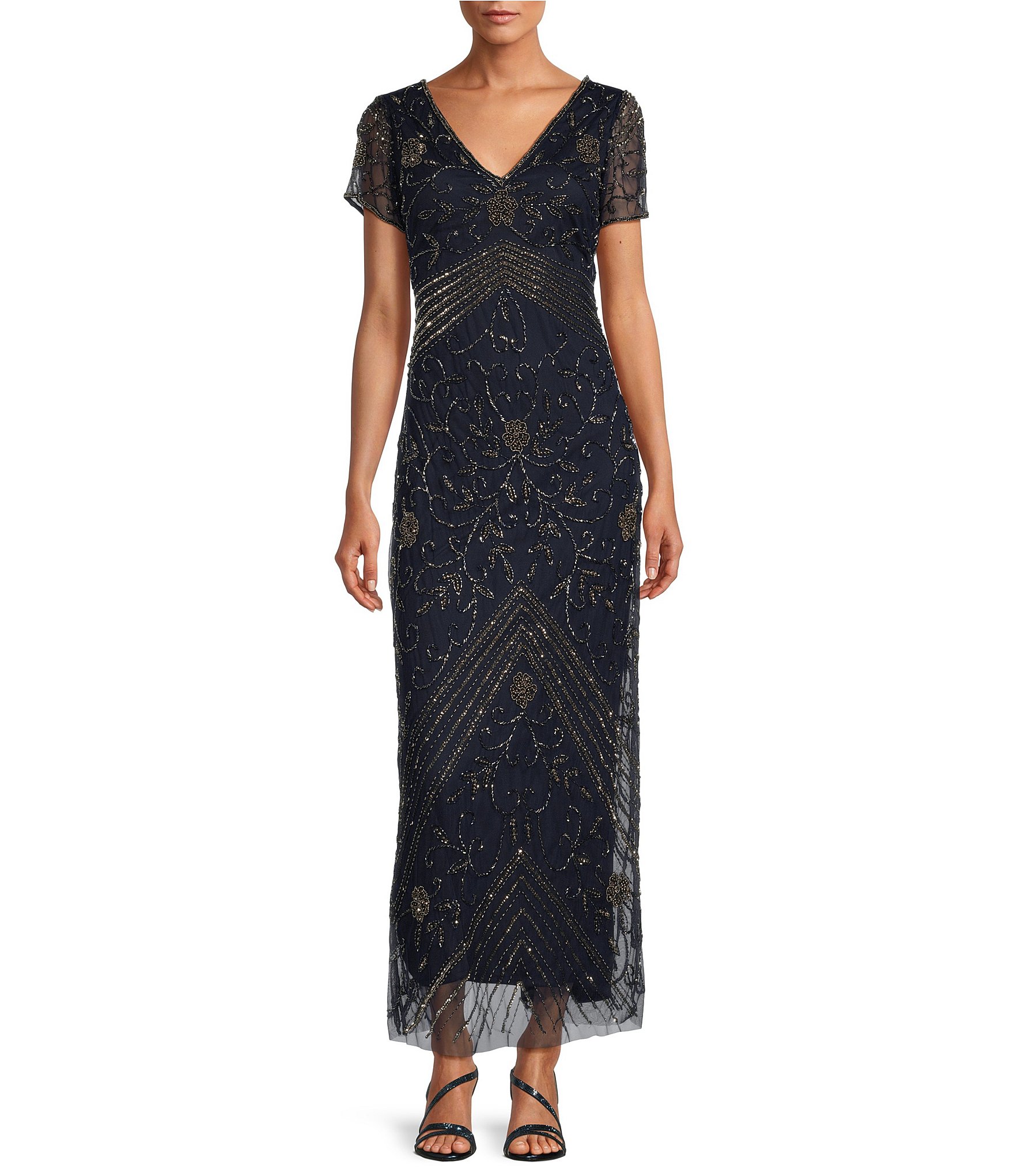 Pisarro nights v 2024 neck beaded gown