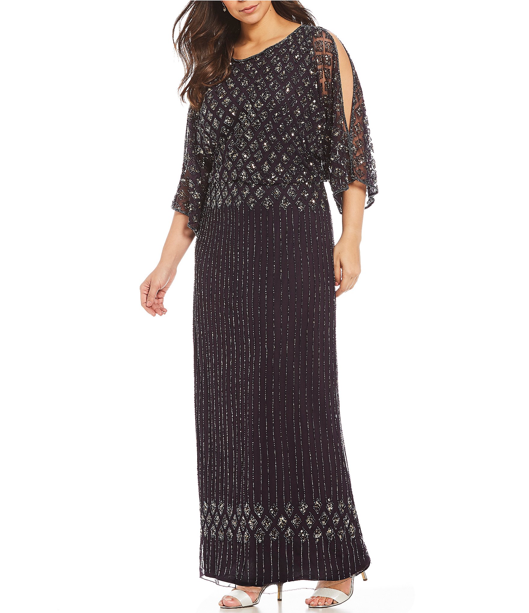 Pisarro Nights Beaded Mesh Gown - ShopStyle Evening Dresses