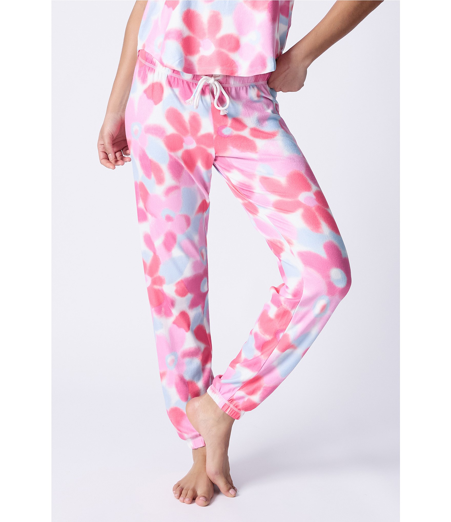 PJ Salvage Butter Jersey Floral Print Coordinating Sleep Joggers