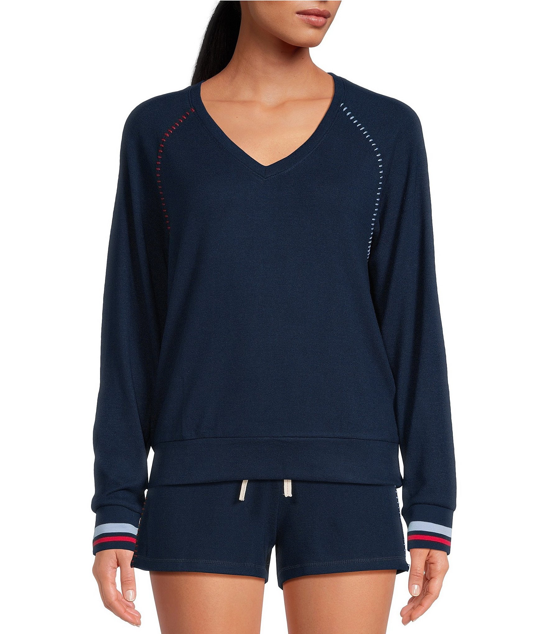 PJ Salvage Long Sleeve V-Neck Coordinating Sleep Top | Dillard's