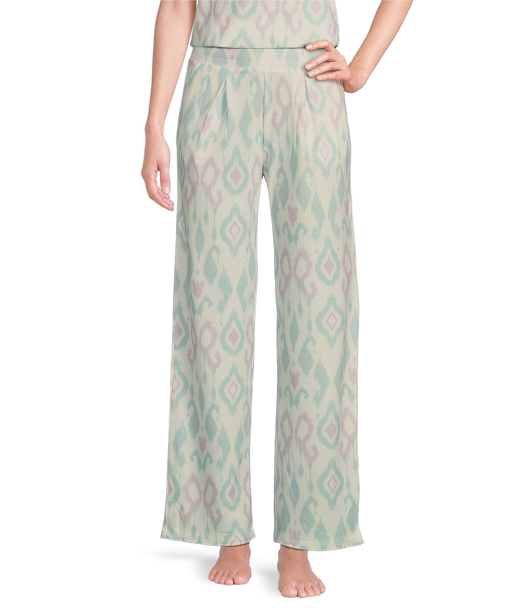 PJ Salvage Peachy Baby Thermal Coordinating Ikat Print Pants