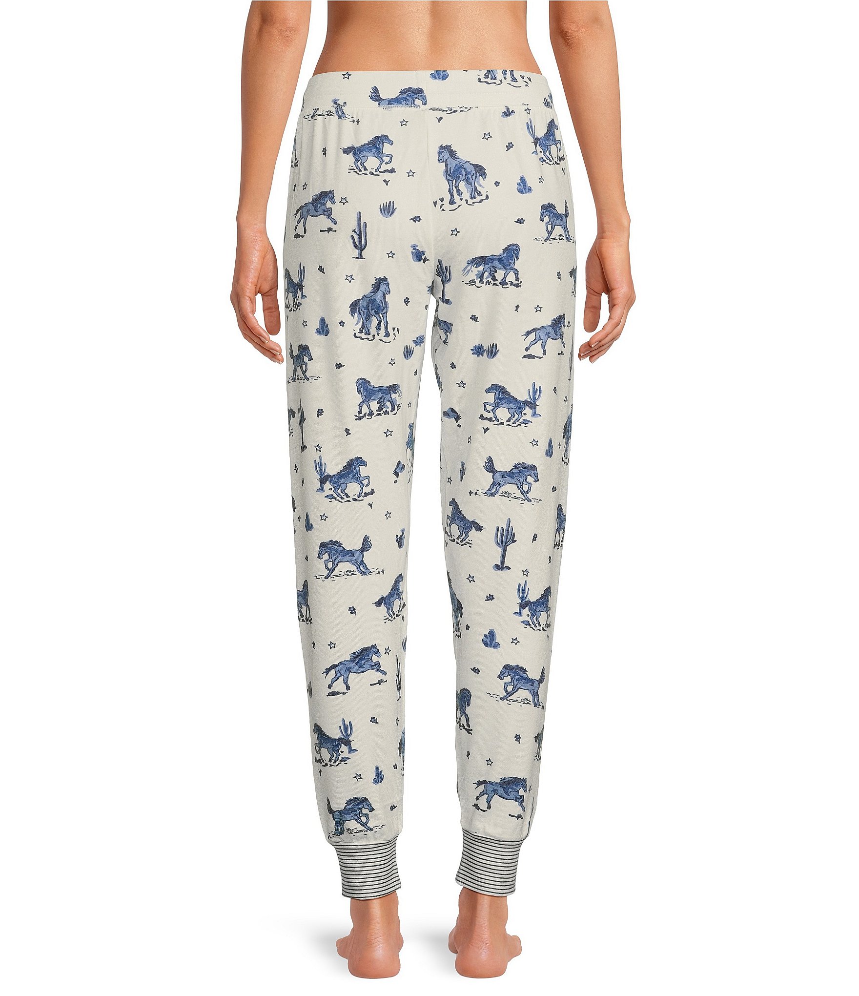 PJ Salvage Peachy Knit Coordinating Western Print Sleep Jogger