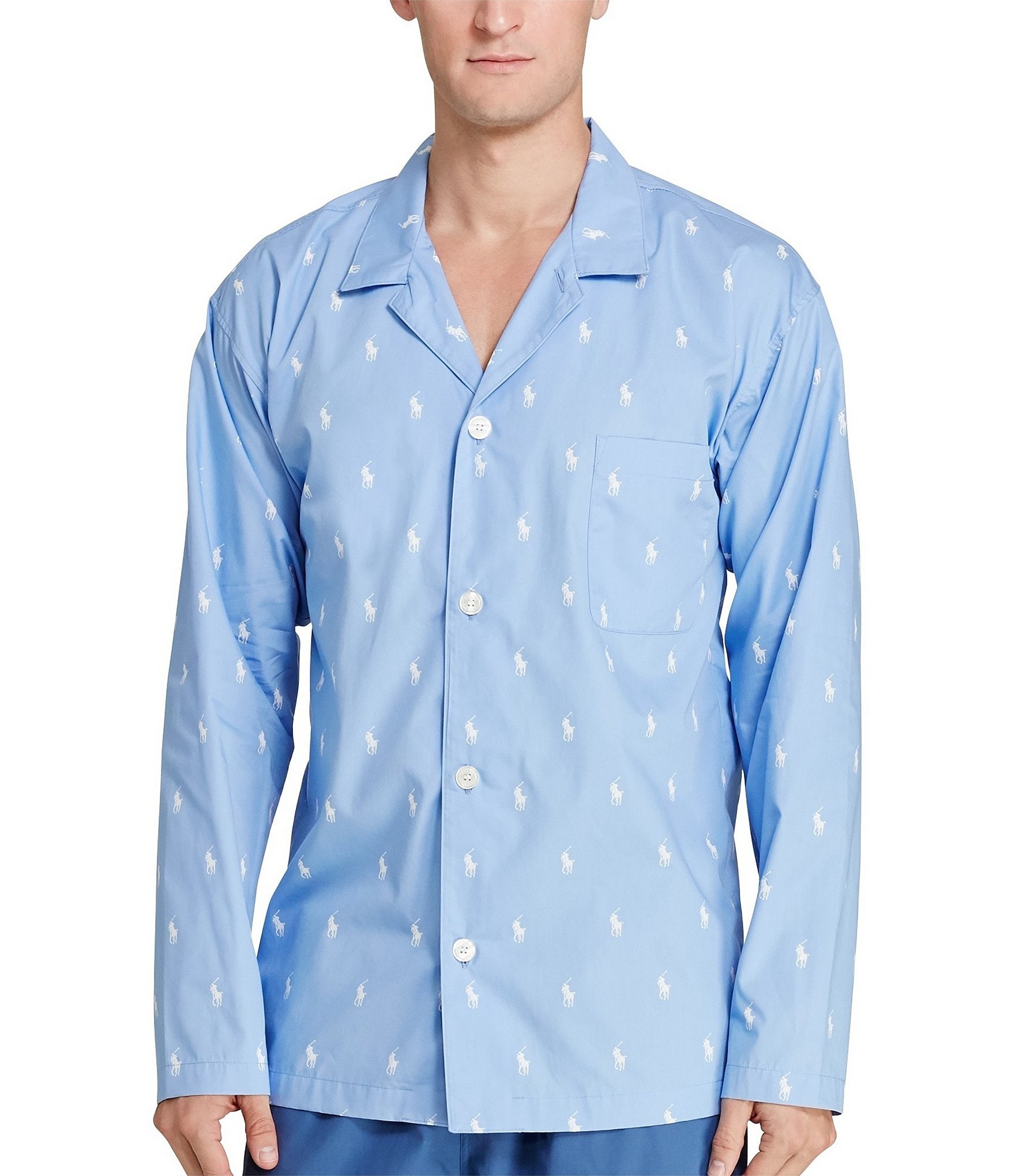 Polo Ralph Lauren Big & Tall Allover Pony Long-Sleeve Woven Pajama Top |  Dillard's