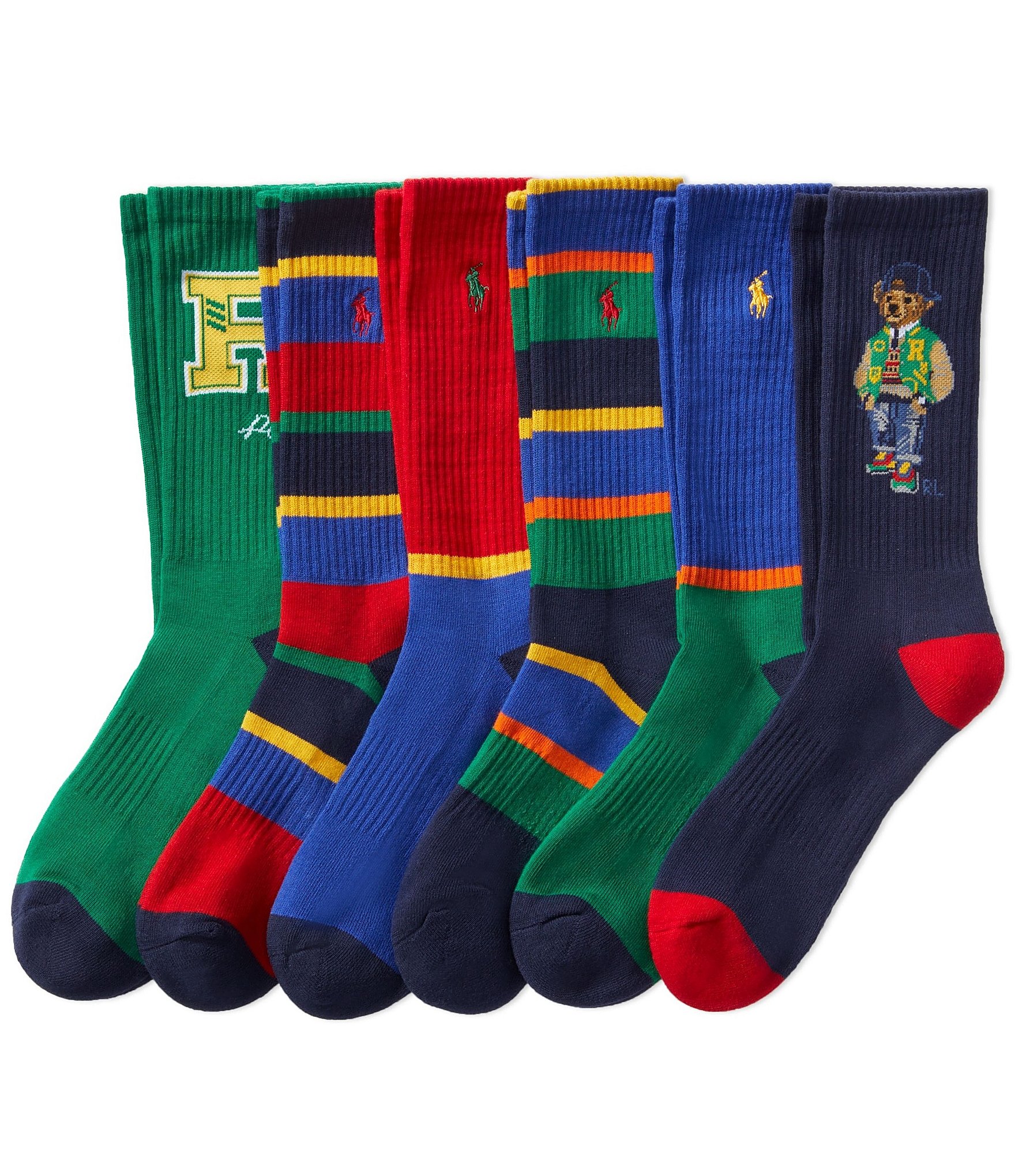 Polo Ralph Lauren Big Tall Assorted Crew Socks 6 Pack Dillard s