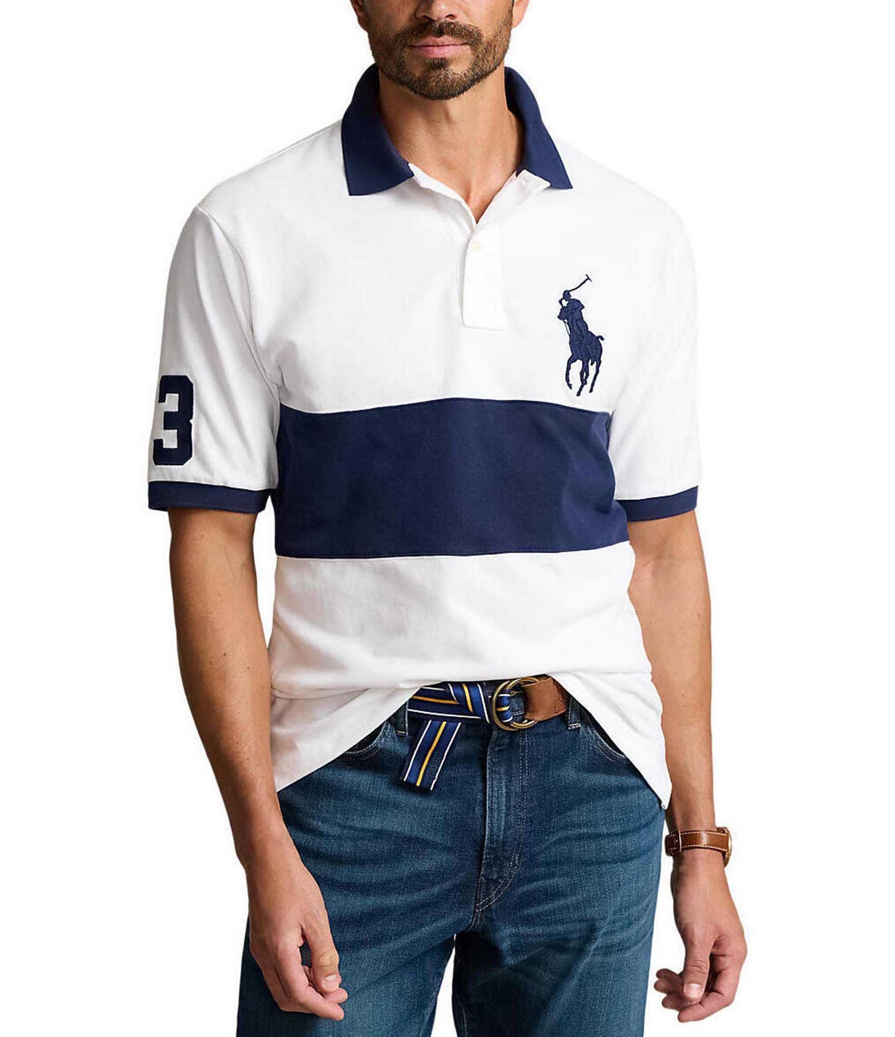 Polo Ralph Lauren Big & Tall Big Pony Mesh Chest Stripe Short Sleeve ...