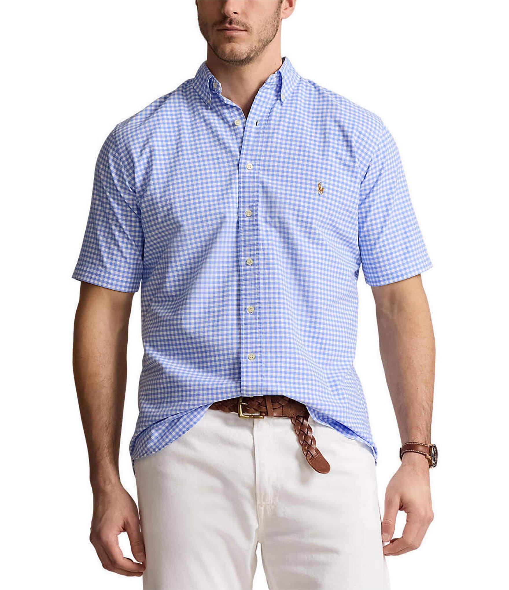 Polo Ralph Lauren Big & Tall Check Oxford Short Sleeve Woven Shirt ...