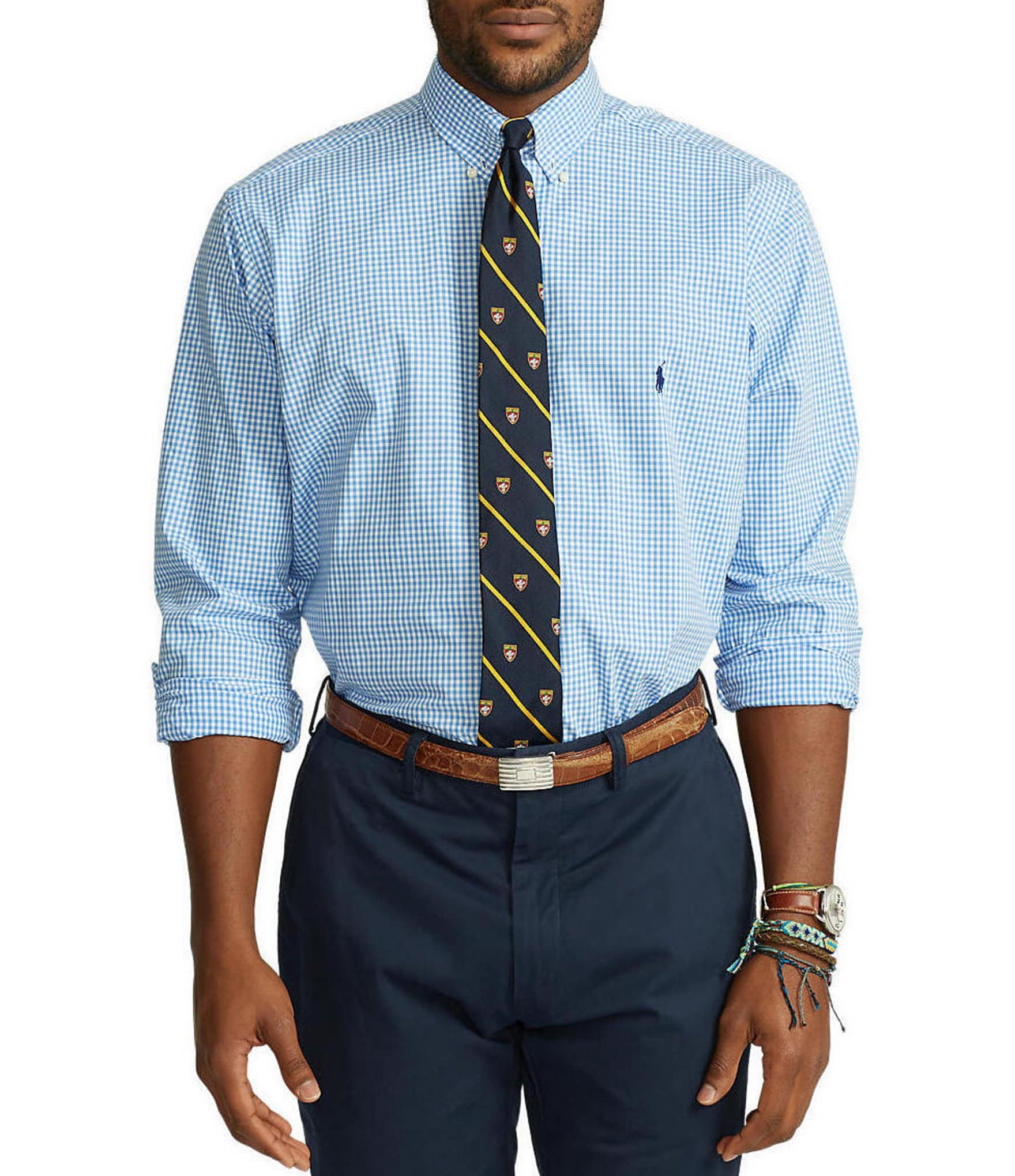Polo Ralph Lauren Big & Tall Check Poplin Stretch Long-Sleeve Woven Shirt |  Dillard's