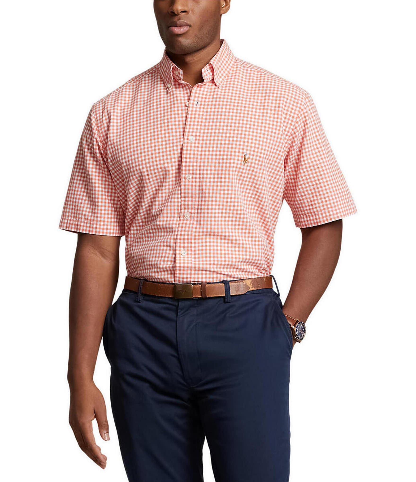 Ralph Lauren, Shirts, Ralph Lauren Mens 3xb Short Sleeve Button Down  Shirtpink Green Check Pink Logo