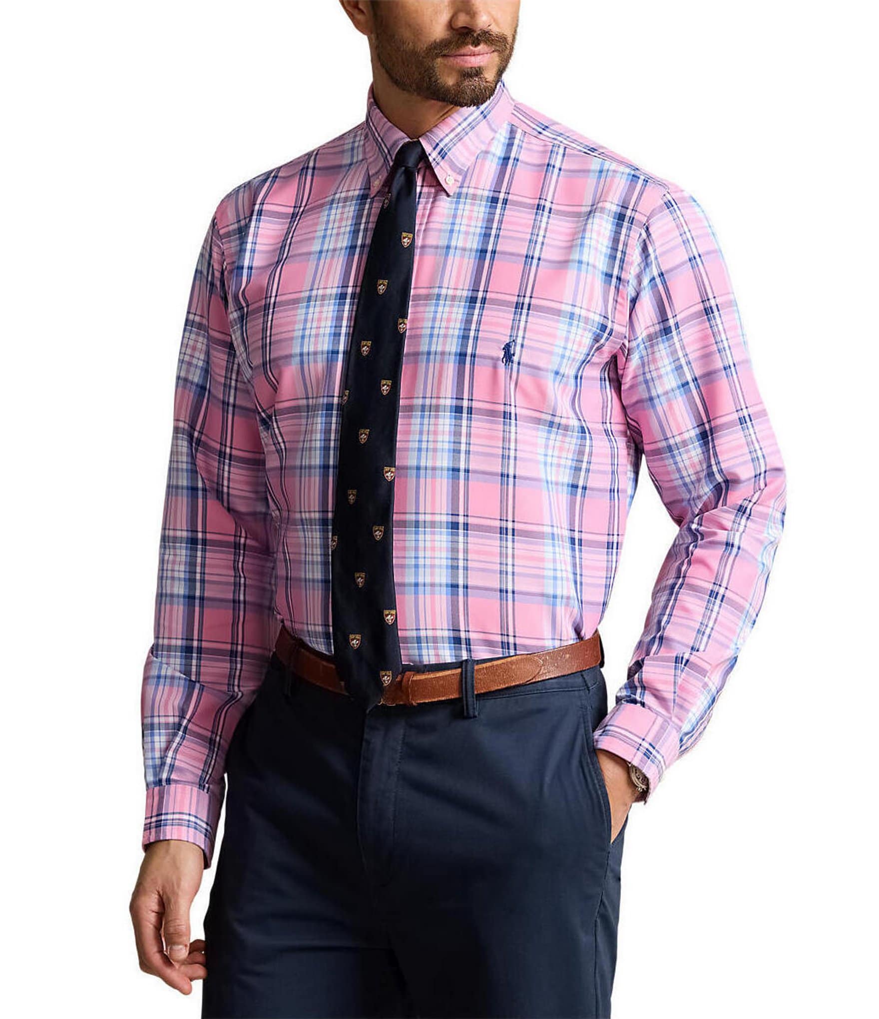 Polo Ralph Lauren Big & Tall Classic Fit Performance Stretch Plaid Oxford Long Sleeve Woven Shirt