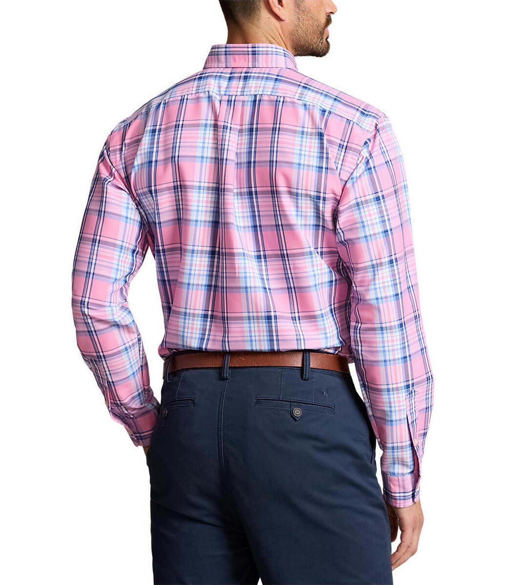 Polo Ralph Lauren Big & Tall Classic Fit Performance Stretch Plaid Oxford Long Sleeve Woven Shirt