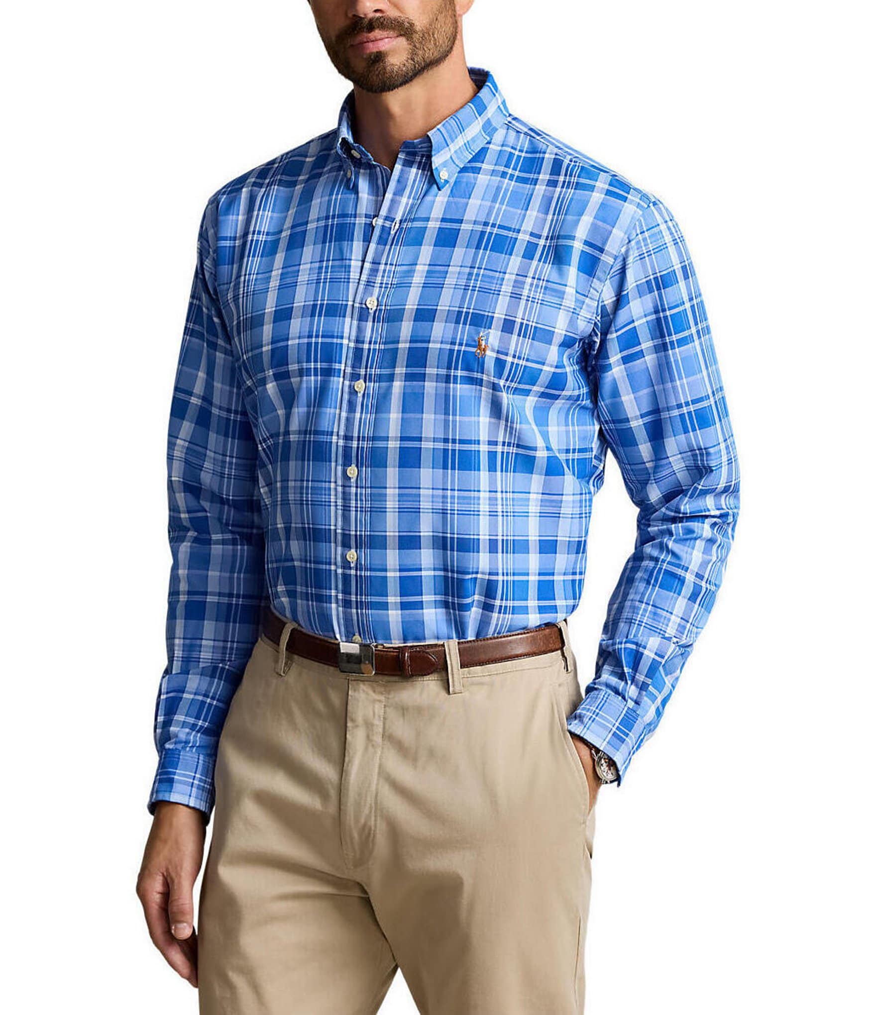 Polo Ralph Lauren Big & Tall Classic Fit Performance Stretch Tonal Plaid  Oxford Long Sleeve Woven Shirt | The Shops at Willow Bend