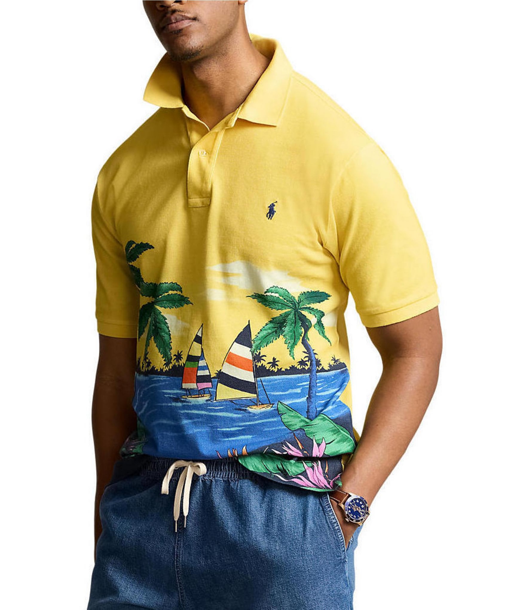 Polo Ralph Lauren Big & Tall Classic-Fit Short Sleeve Tropical Mesh ...