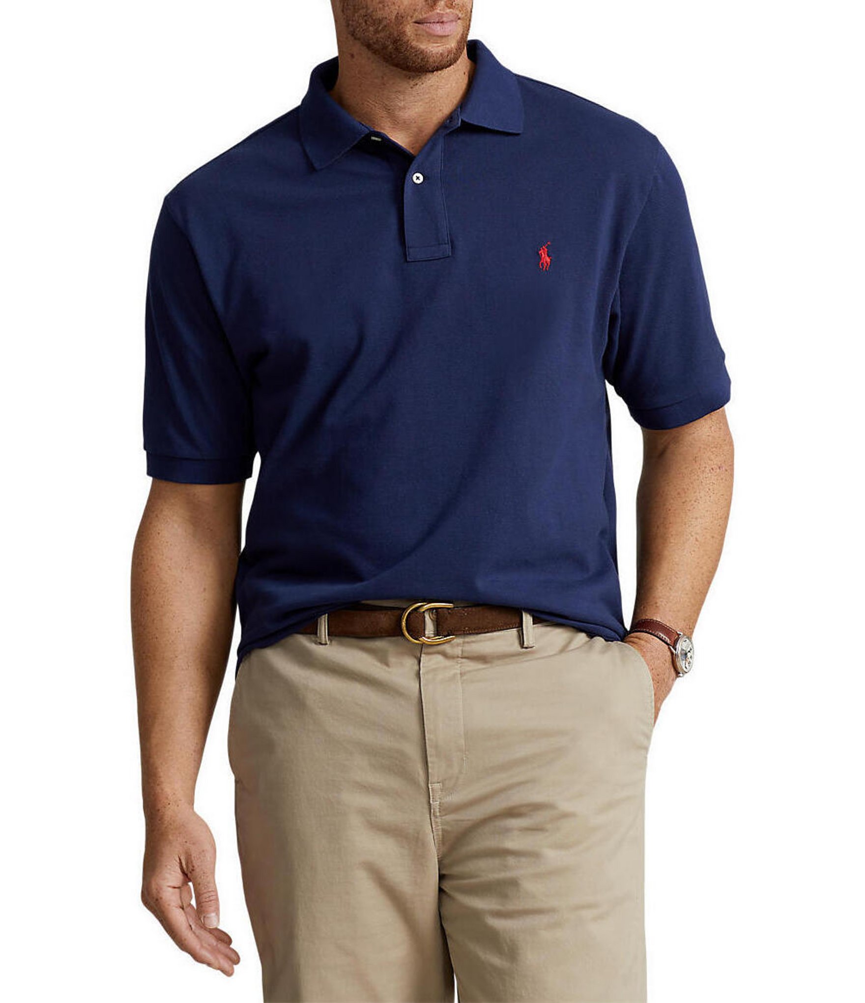 Polo Ralph Lauren Big & Tall Classic Fit Solid Cotton Mesh Polo Shirt