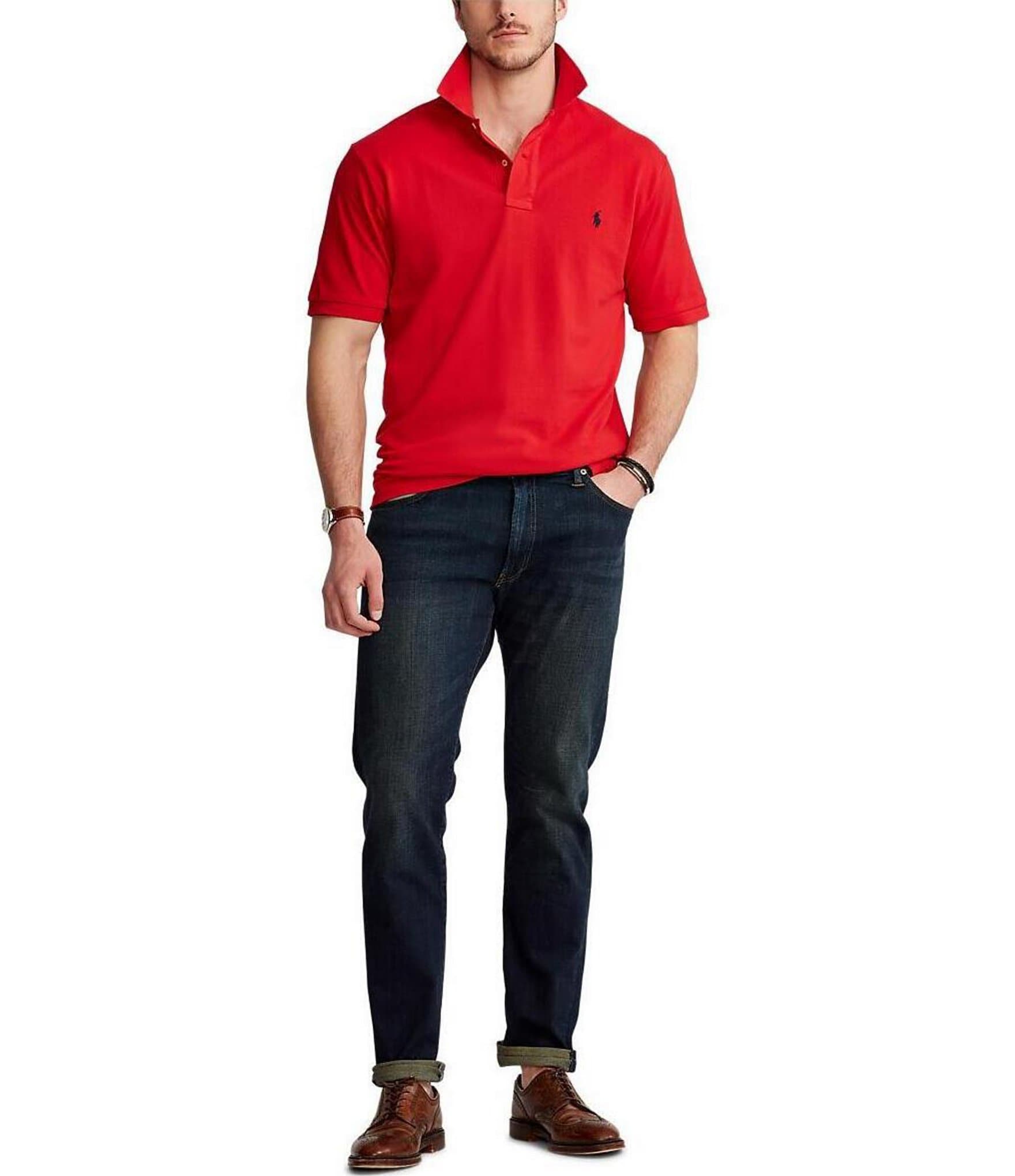 Polo Ralph Lauren Big & Tall Classic Fit Solid Cotton Mesh Polo Shirt