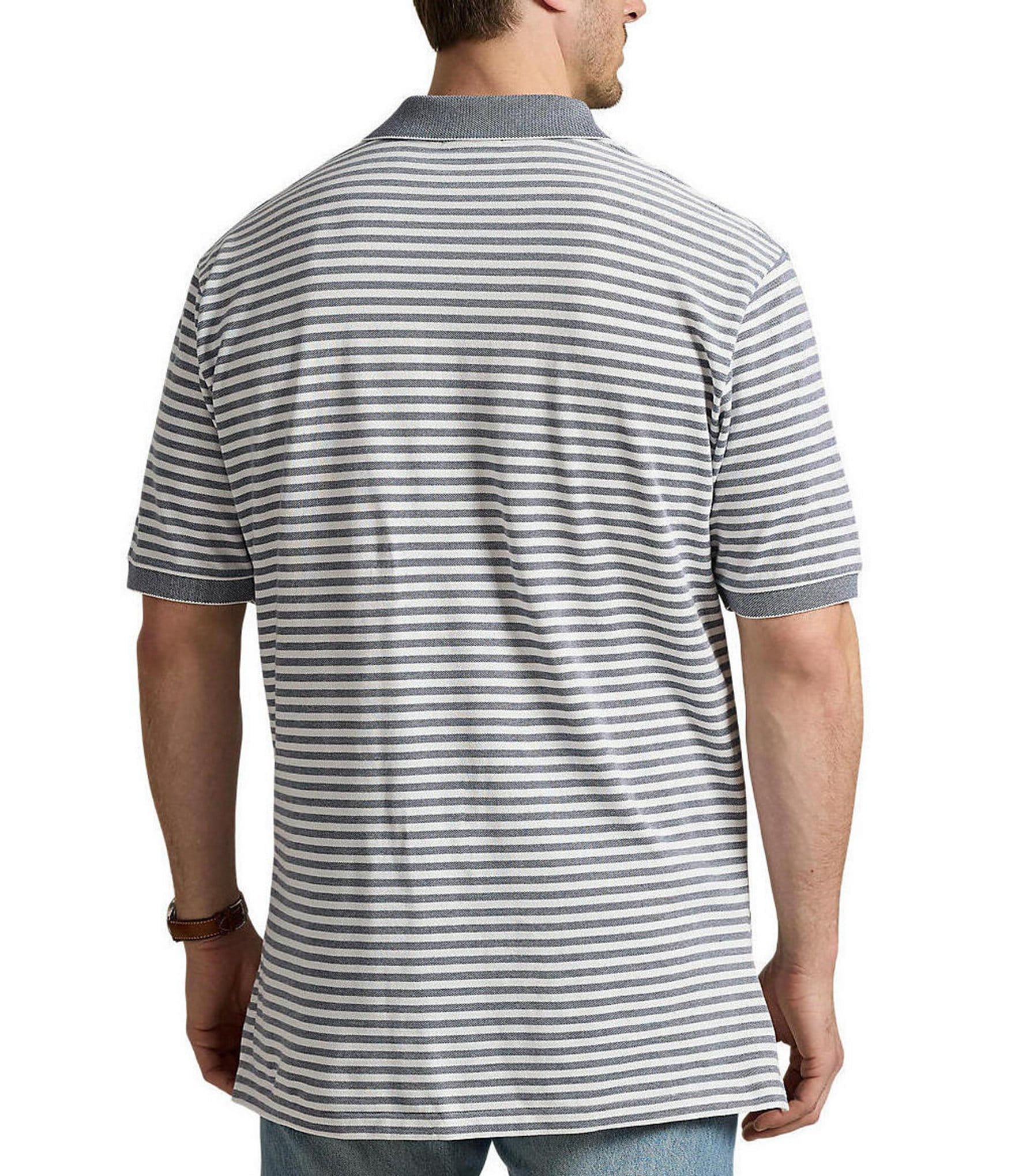 Polo Ralph Lauren Big & Tall Classic Fit Striped Oxford Mesh Short Sleeve Polo Shirt