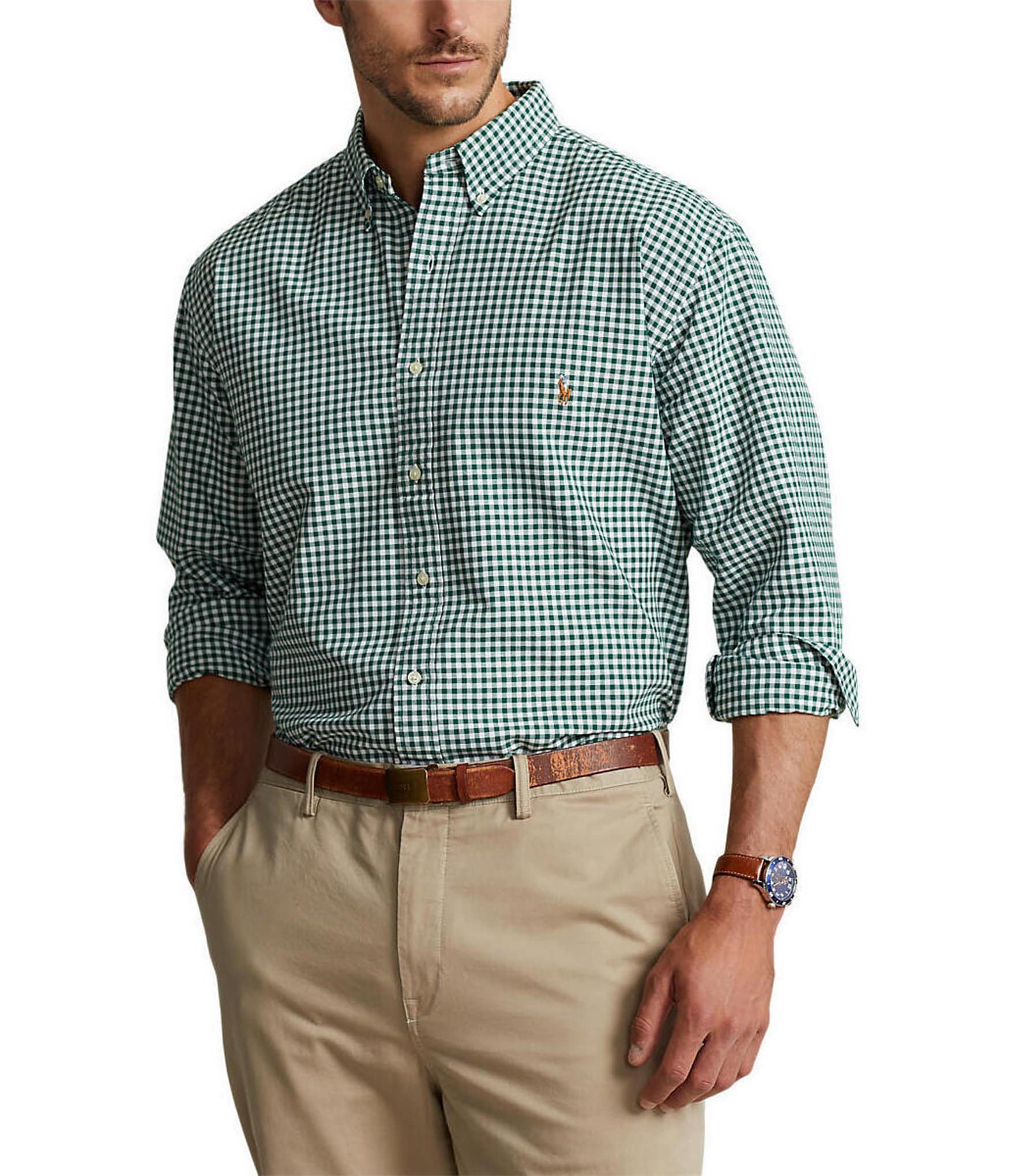 Polo Ralph Lauren Big & Tall Gingham Oxford Long-Sleeve Woven Shirt